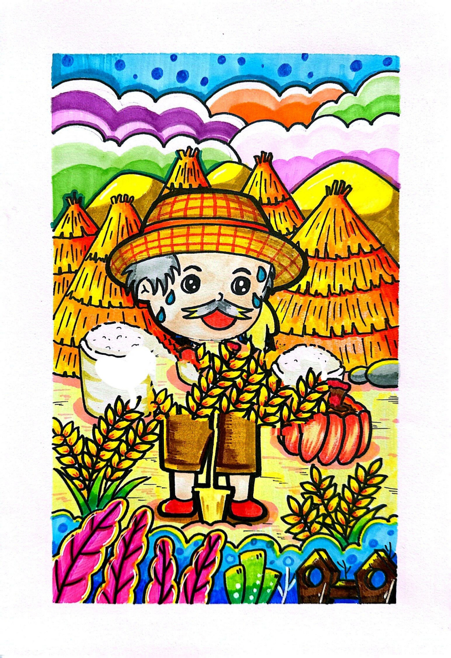 职业篇—-农民伯伯儿童画