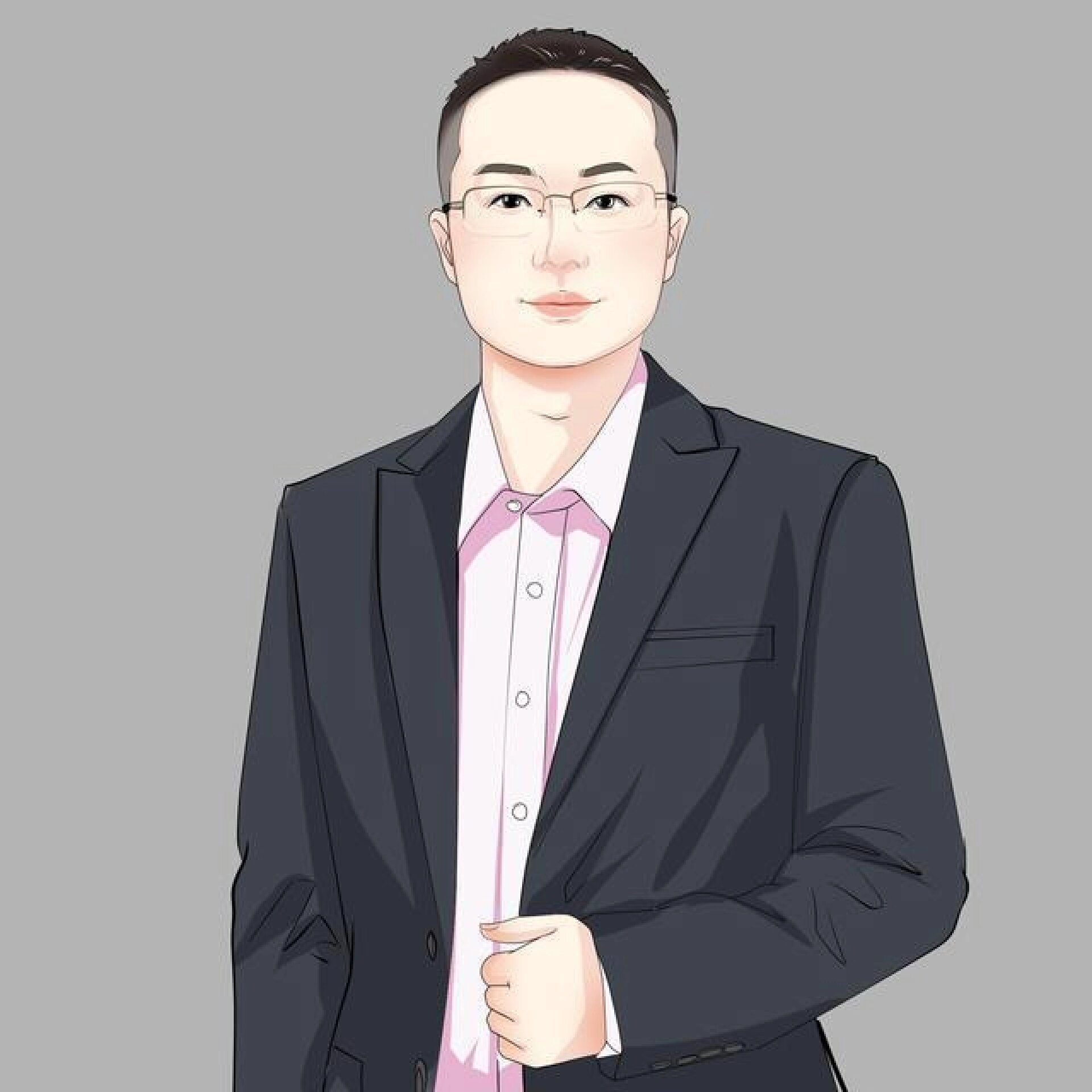 温文尔雅 事业有成的手绘头像 工作专用