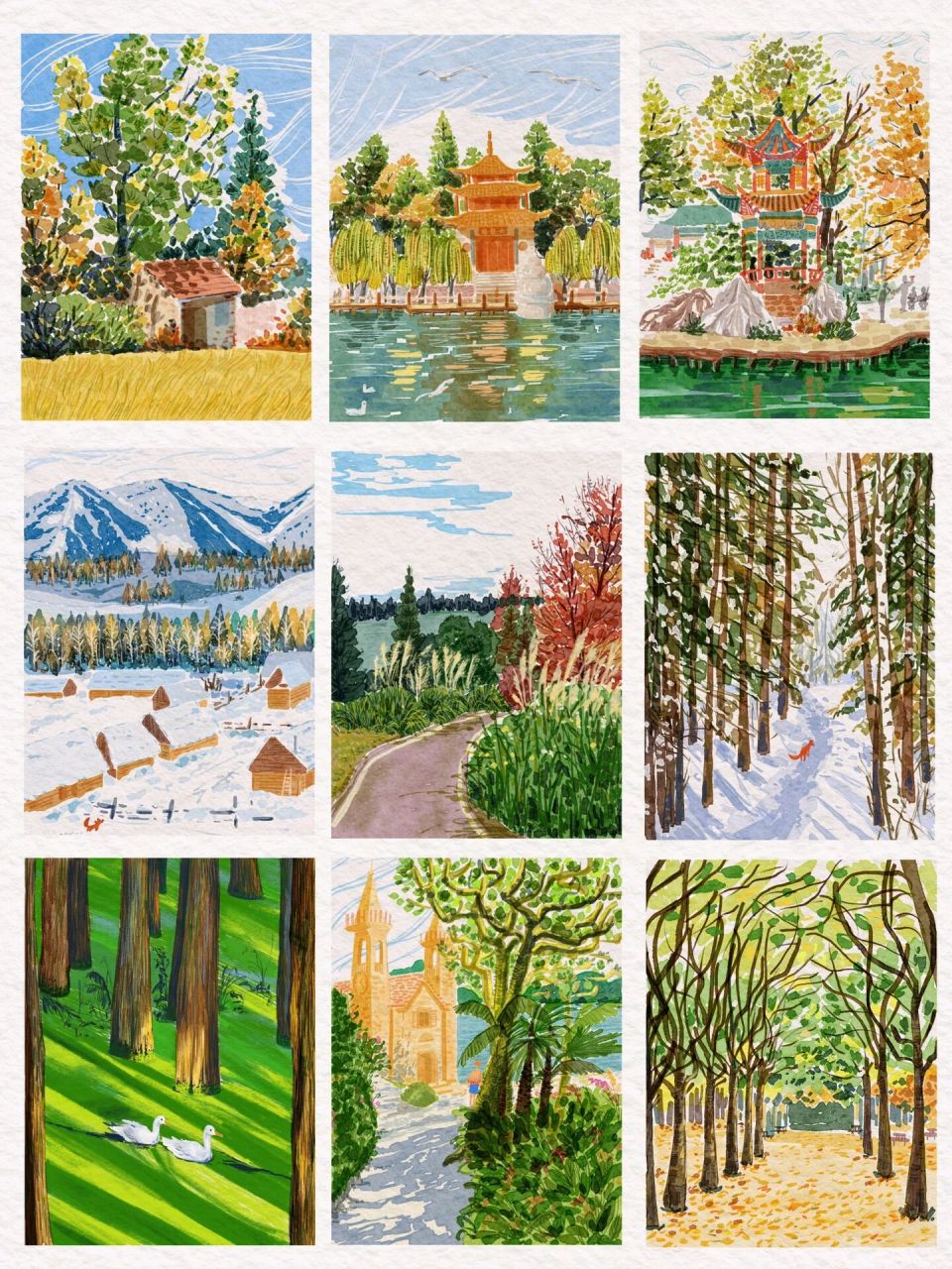 近期风景画小合集-用画画分享我眼中的美 又积攒了一些风景画 画画是