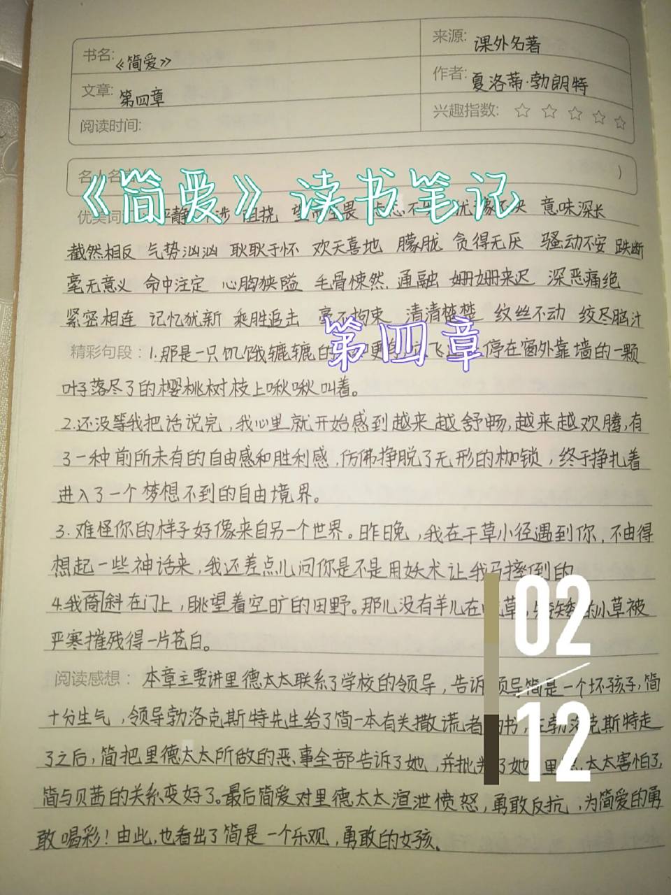 《简爱》读书笔记 第四章