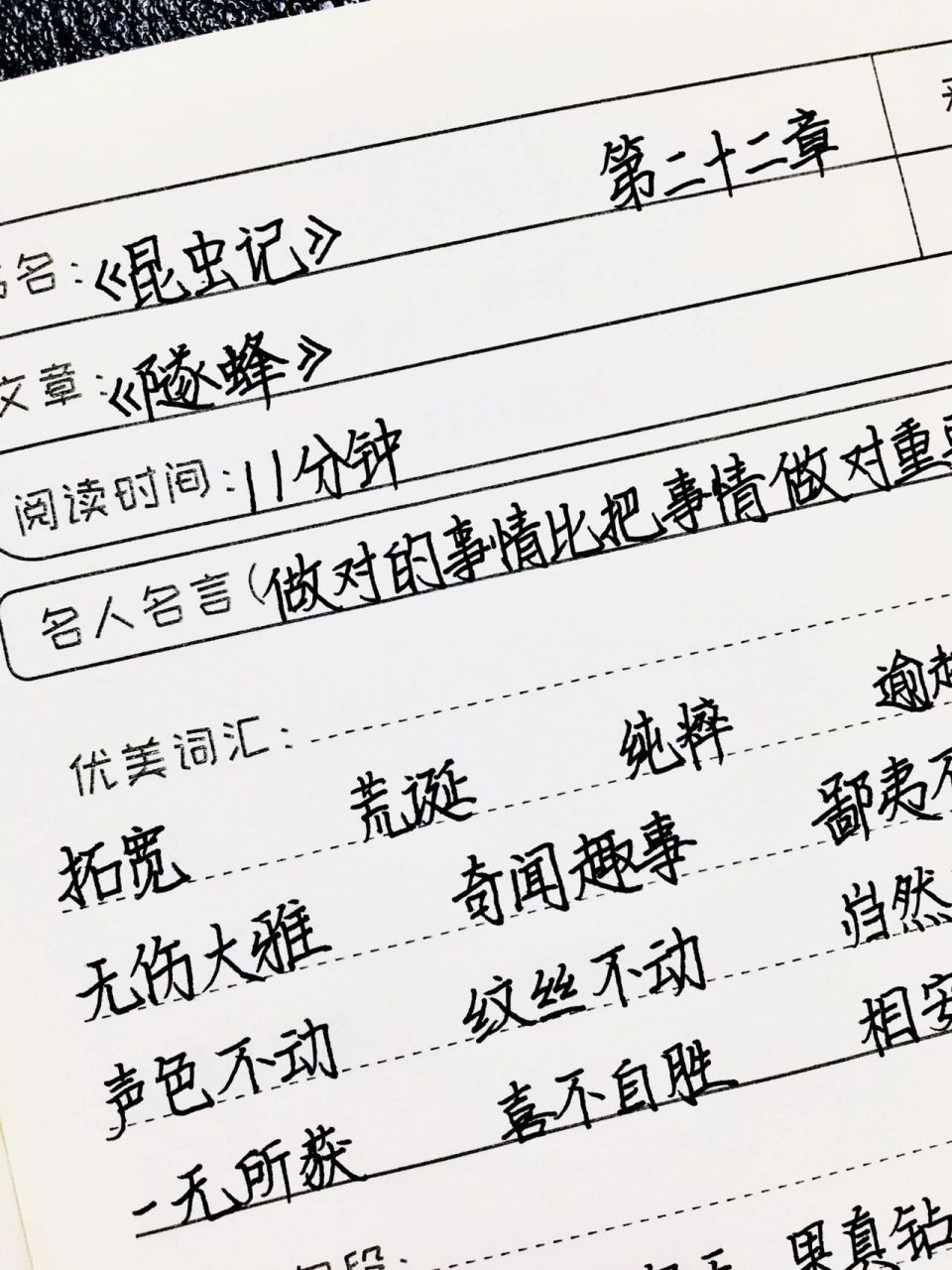 《昆虫记》读书笔记 | 第二十二章《隧蜂》 03全灵同款文具和图书