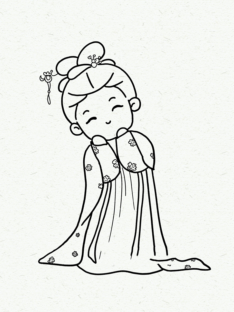 简笔画|古风少女卡通小女孩手帐人物小姐姐 临爱画画的橙子 坚持