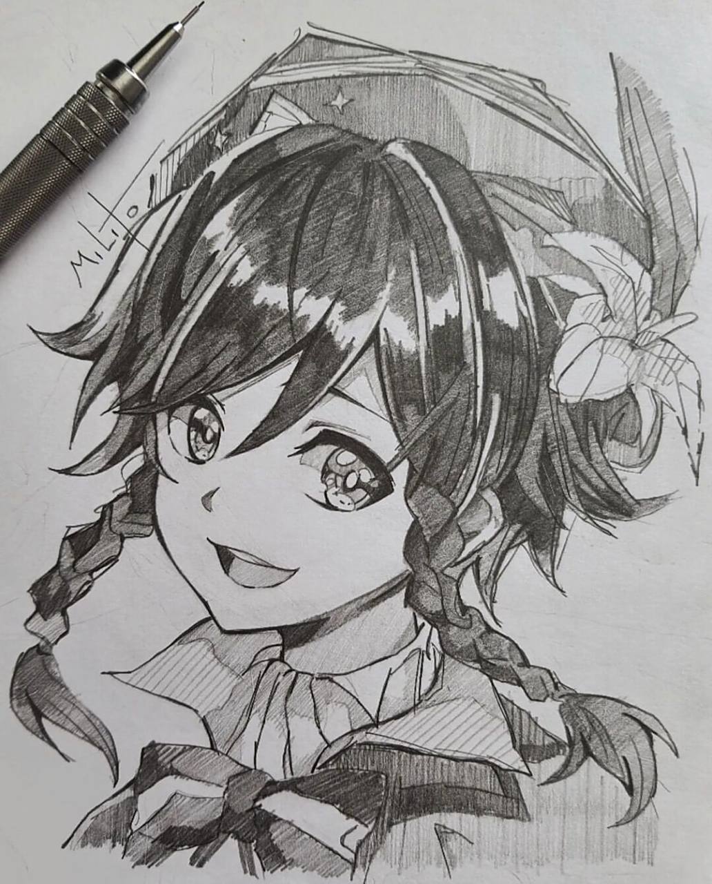 超萌漫画女孩手绘铅笔稿 | 动漫人物