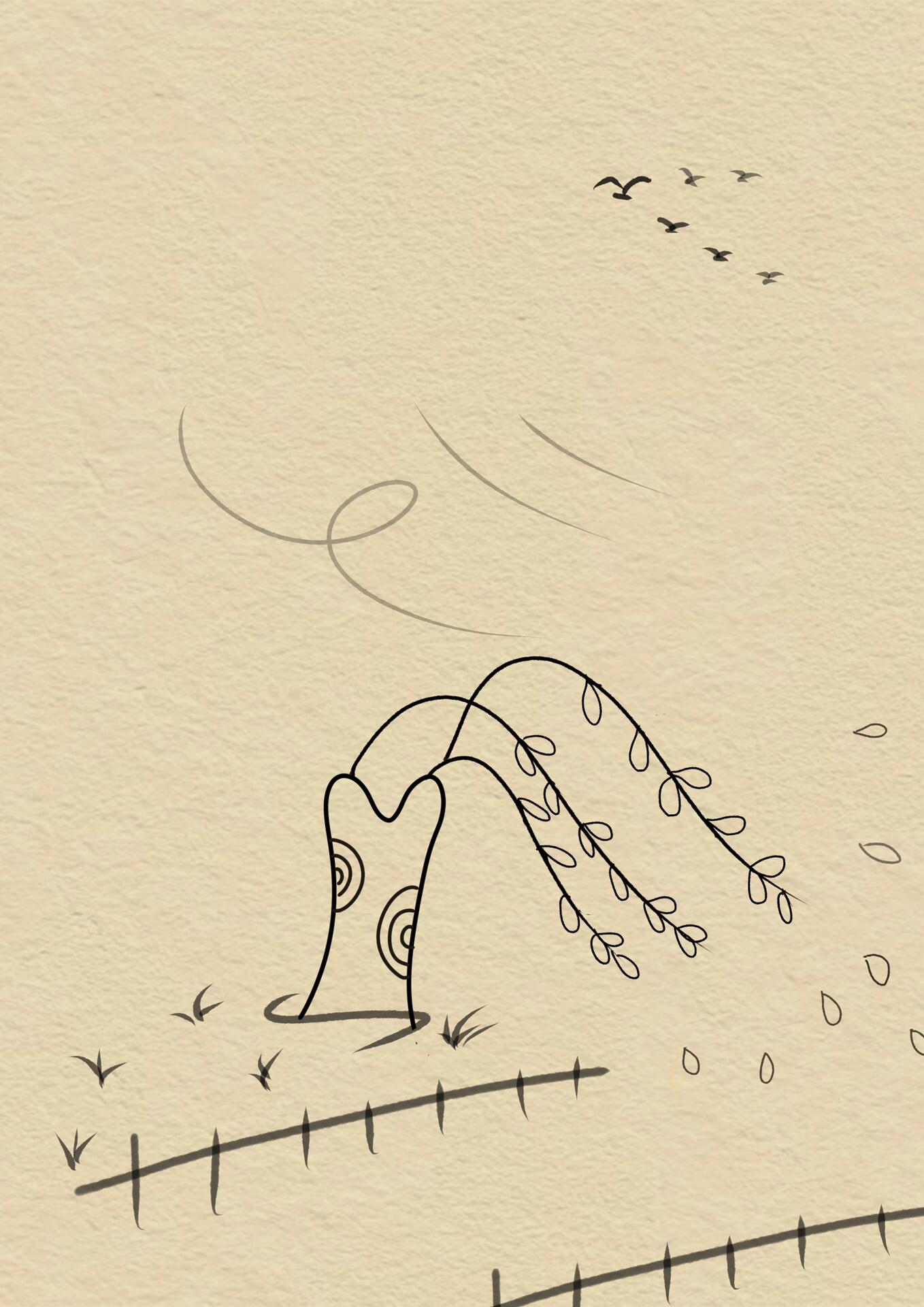 杨柳风(简笔画6 /100)