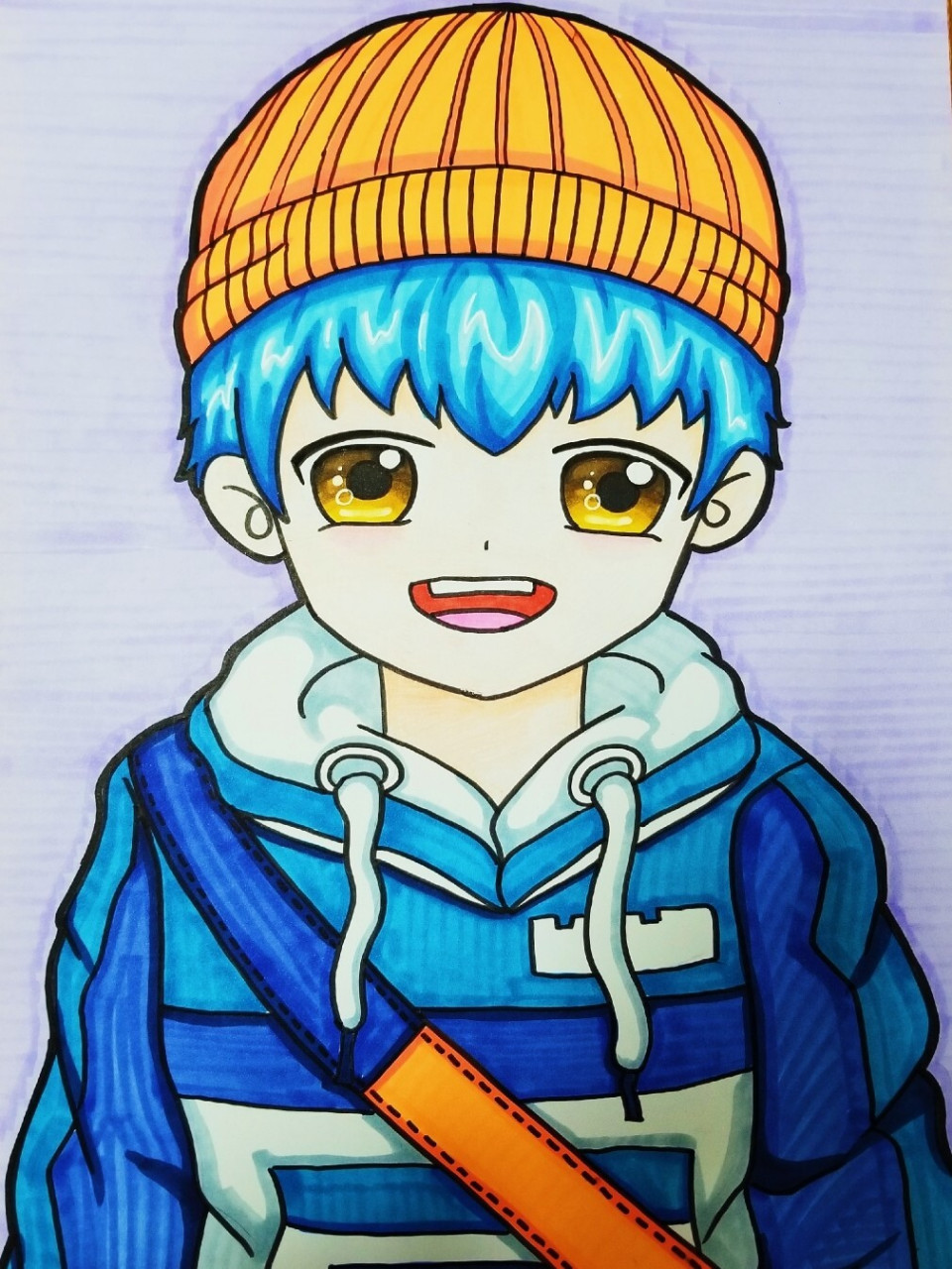 动漫人物 动漫头像,马克笔动漫人物,儿童画 #动漫分享