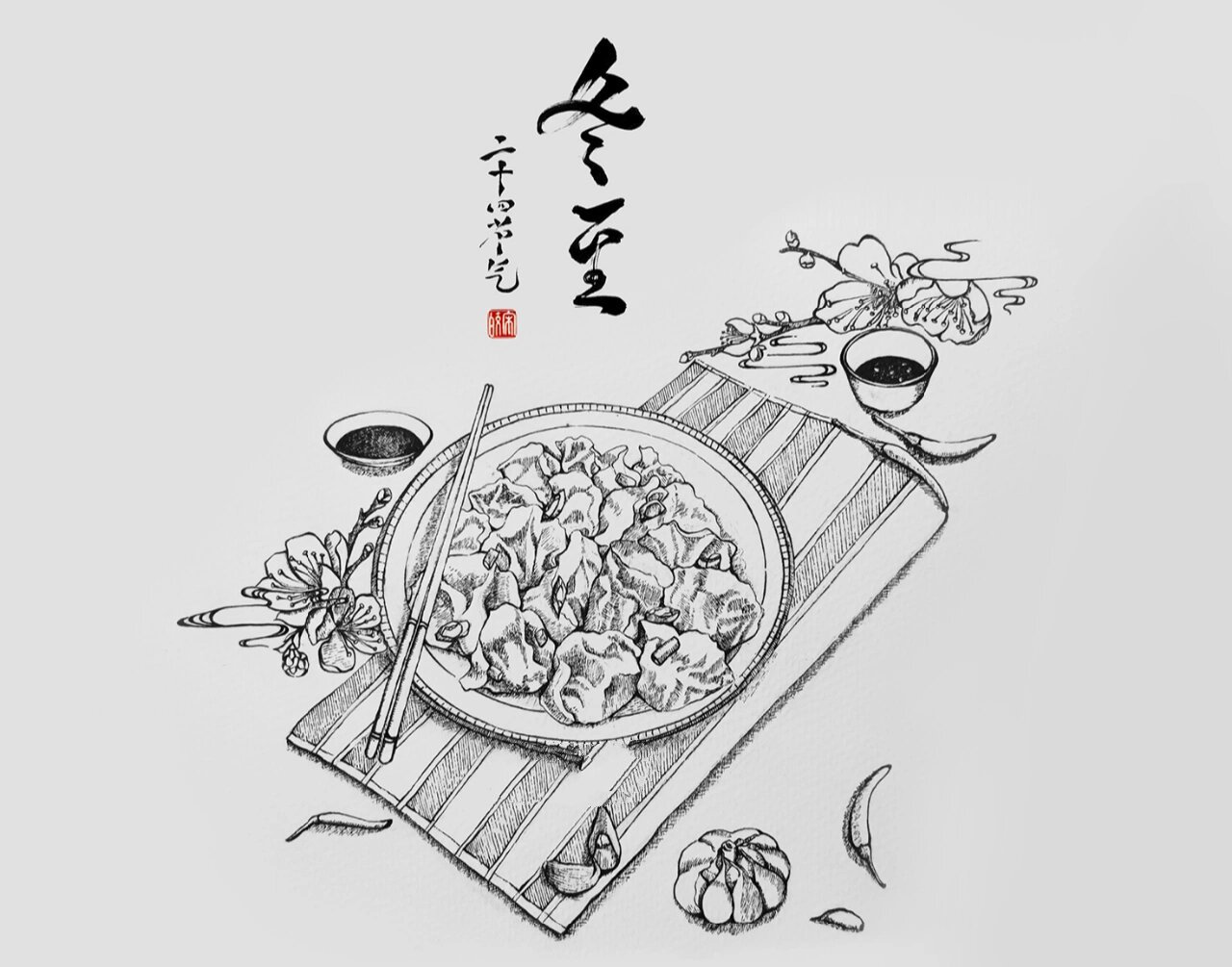 饺子图片大全可爱线描图片