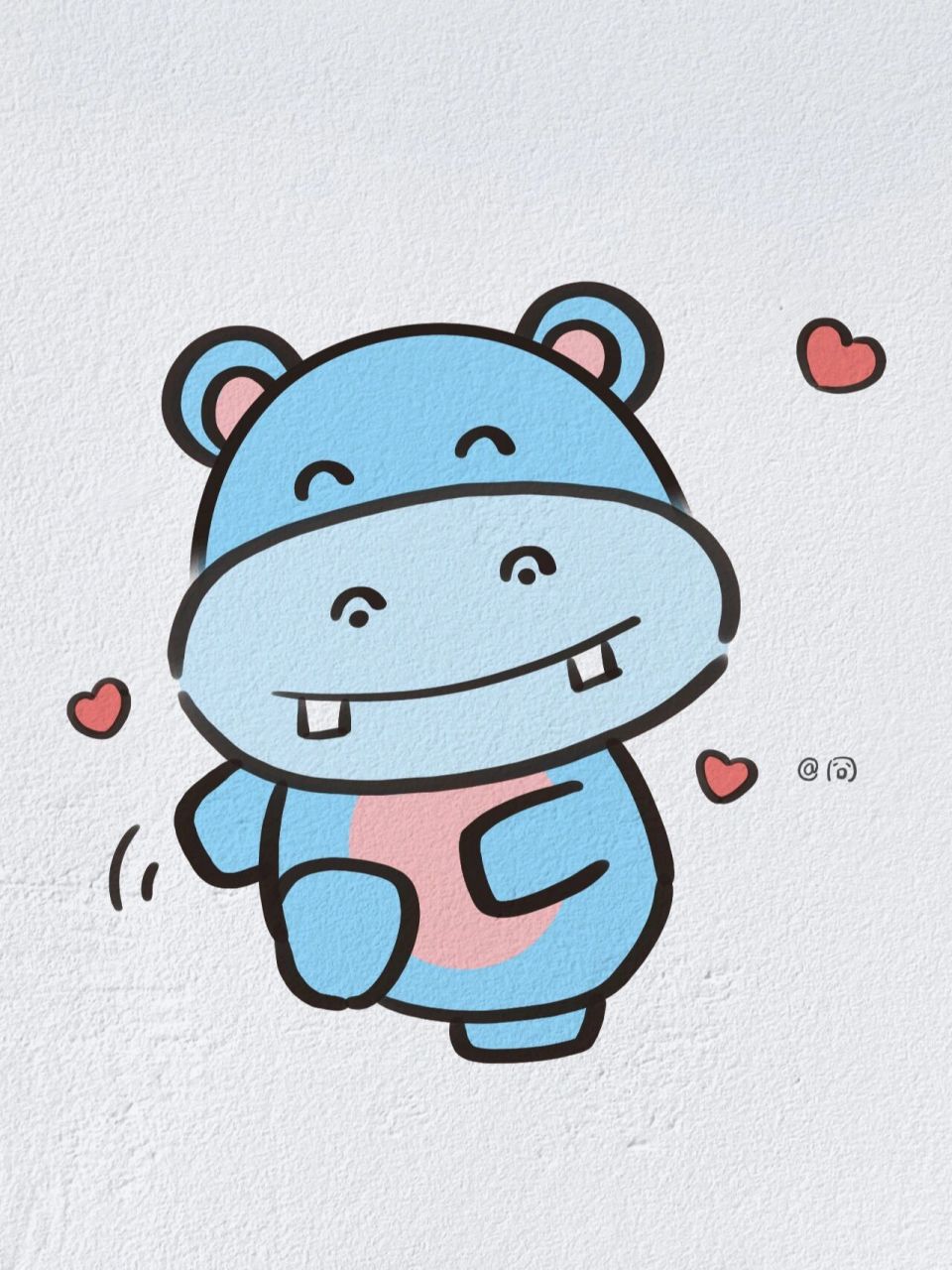 动物简笔画之可爱的小河马(内附过程图)