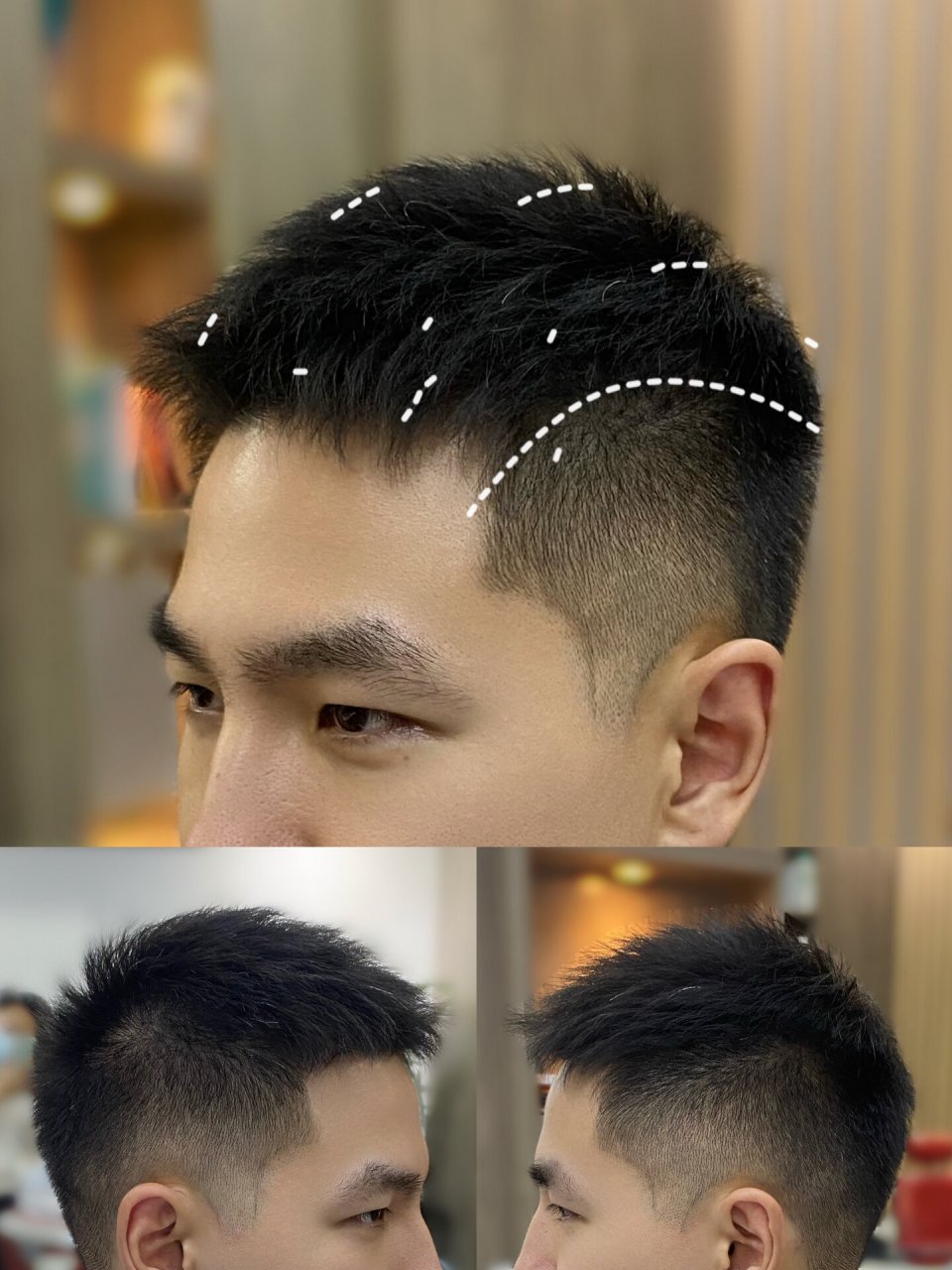 男生免打理自然立体短发 长度3-4厘米,头顶剪出层次感,回家洗完自然