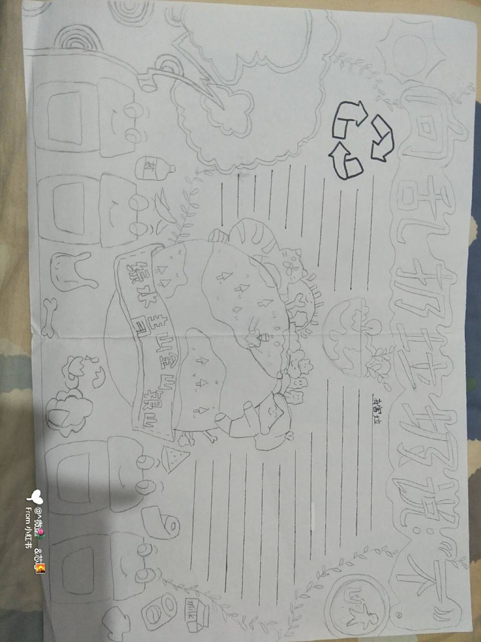 保护环境手抄报Ⅱa3纸Ⅱ 字有点丑9490     