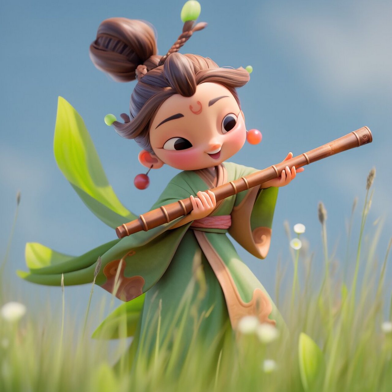 古风头像:吹笛子的小女孩 奏响心灵的旋律02