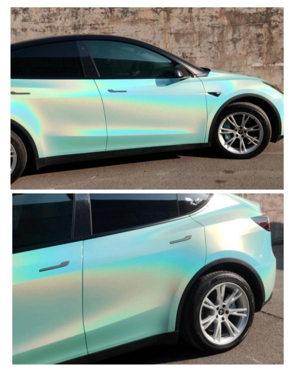 宝骏悦也改色镭射蒂芙尼蓝 从99推荐的网店入手的,下单后收到改色膜