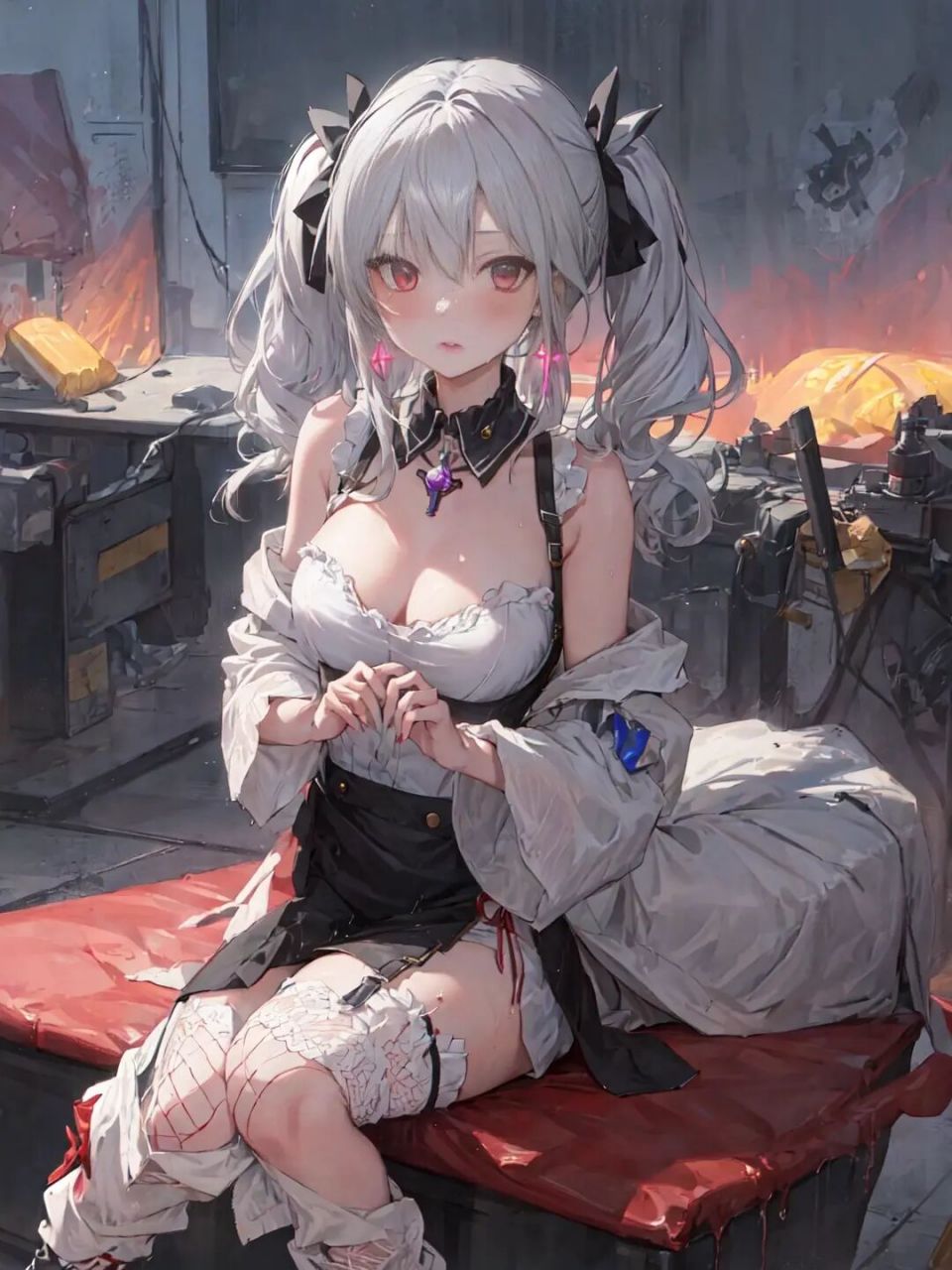 银色双马尾少女-ai绘画 提示词: 8k,masterpiece, best quality, high