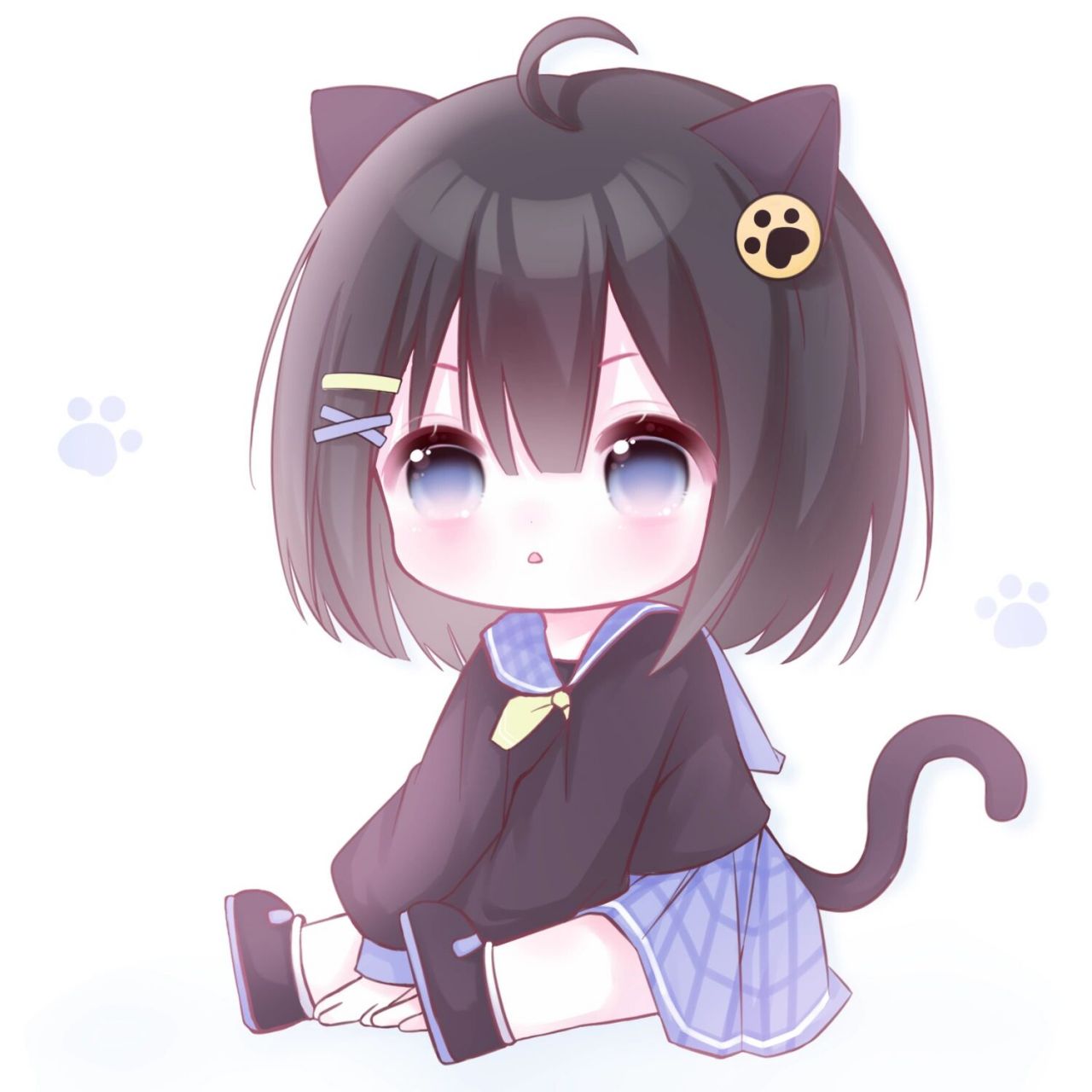 摸鱼分享 好久没画qq人了,画了jk妹不太会调色不要二改商用我的图二转