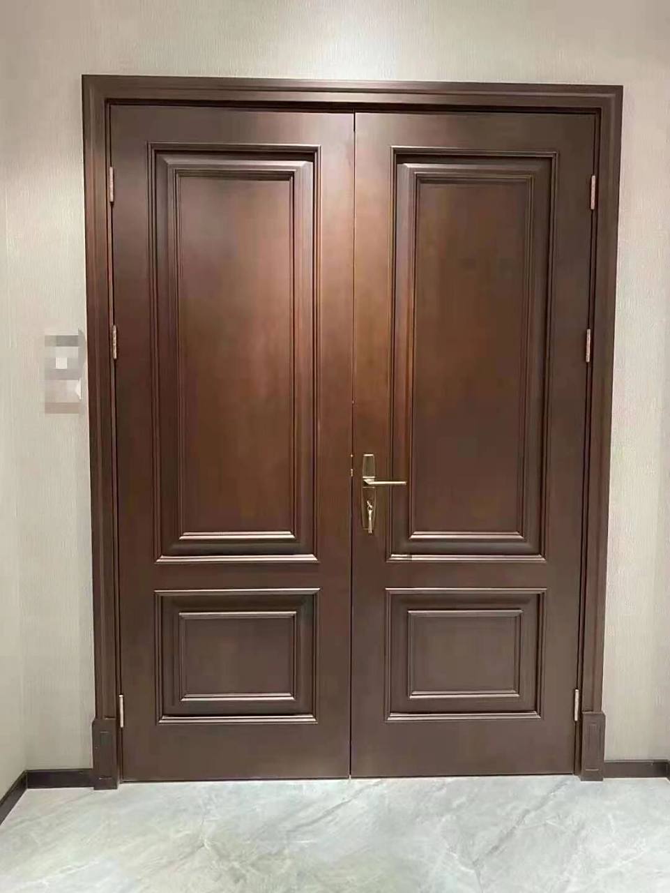 对开门实景回图 华鹤木门,since1956.