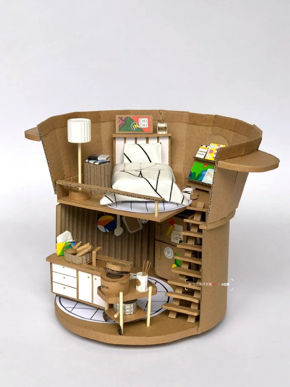 废纸箱创意手工diy|锅子里的小世界(附教程) 用纸箱做了一个锅子小屋