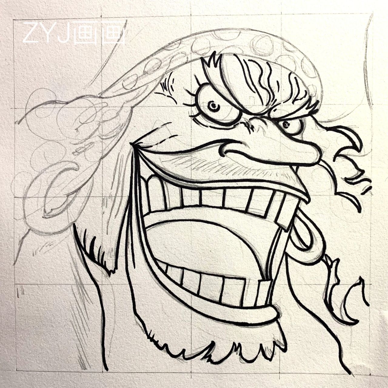 【海贼王系列】黑胡子·d·蒂奇头像手绘过程 规格:16cm x 16cm ,16宫