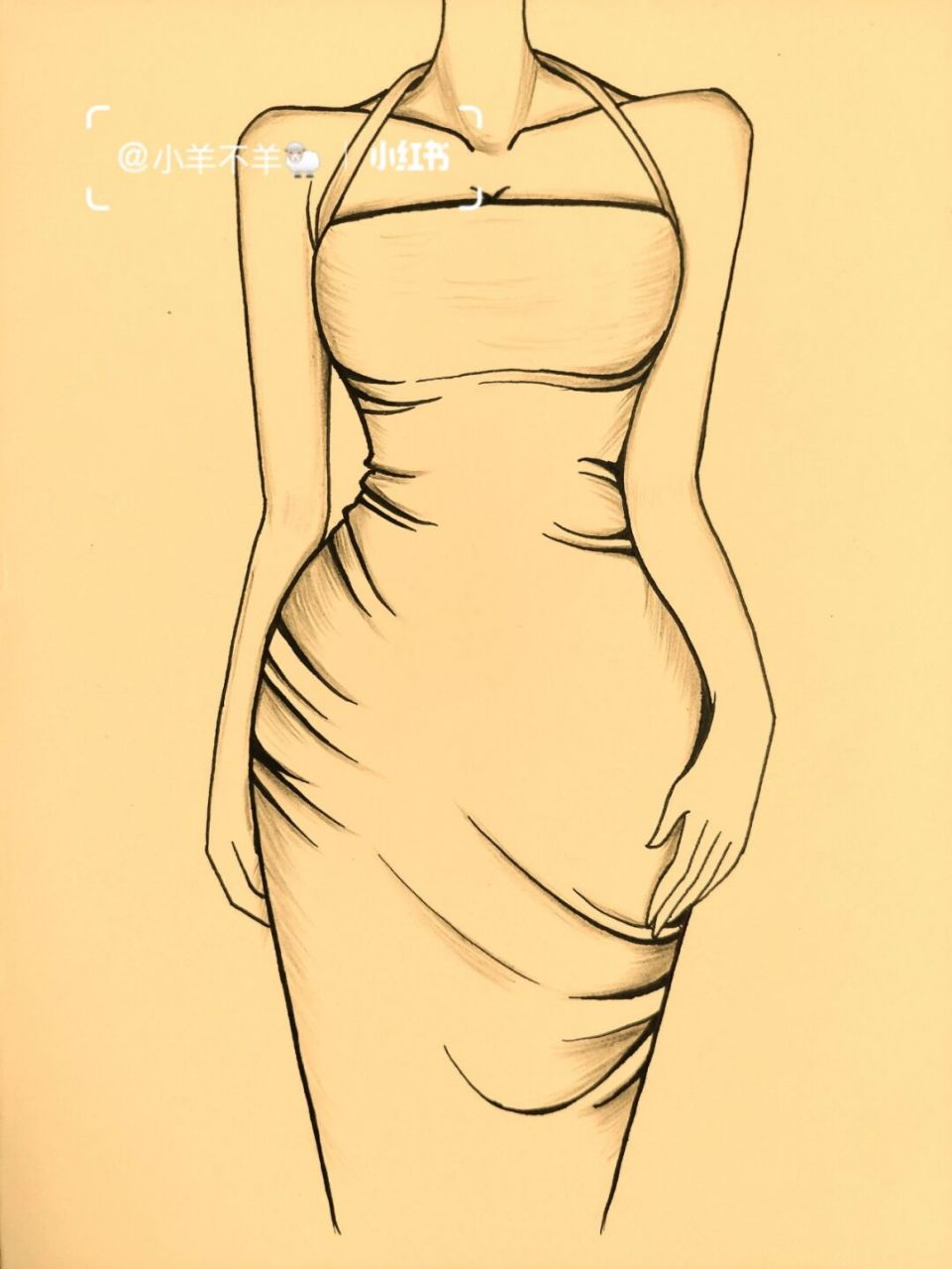 美女黑白简笔画#绘画教程31(附过程) 辣妹简笔画74绘画过程 小红书