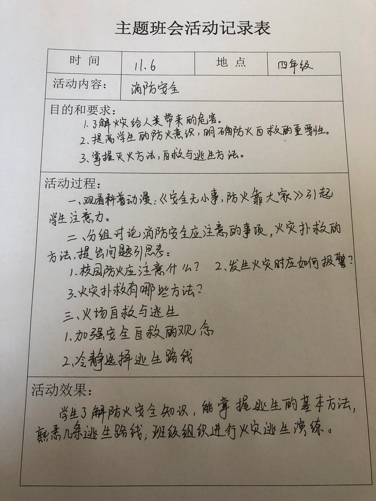 消防安全 主题班会