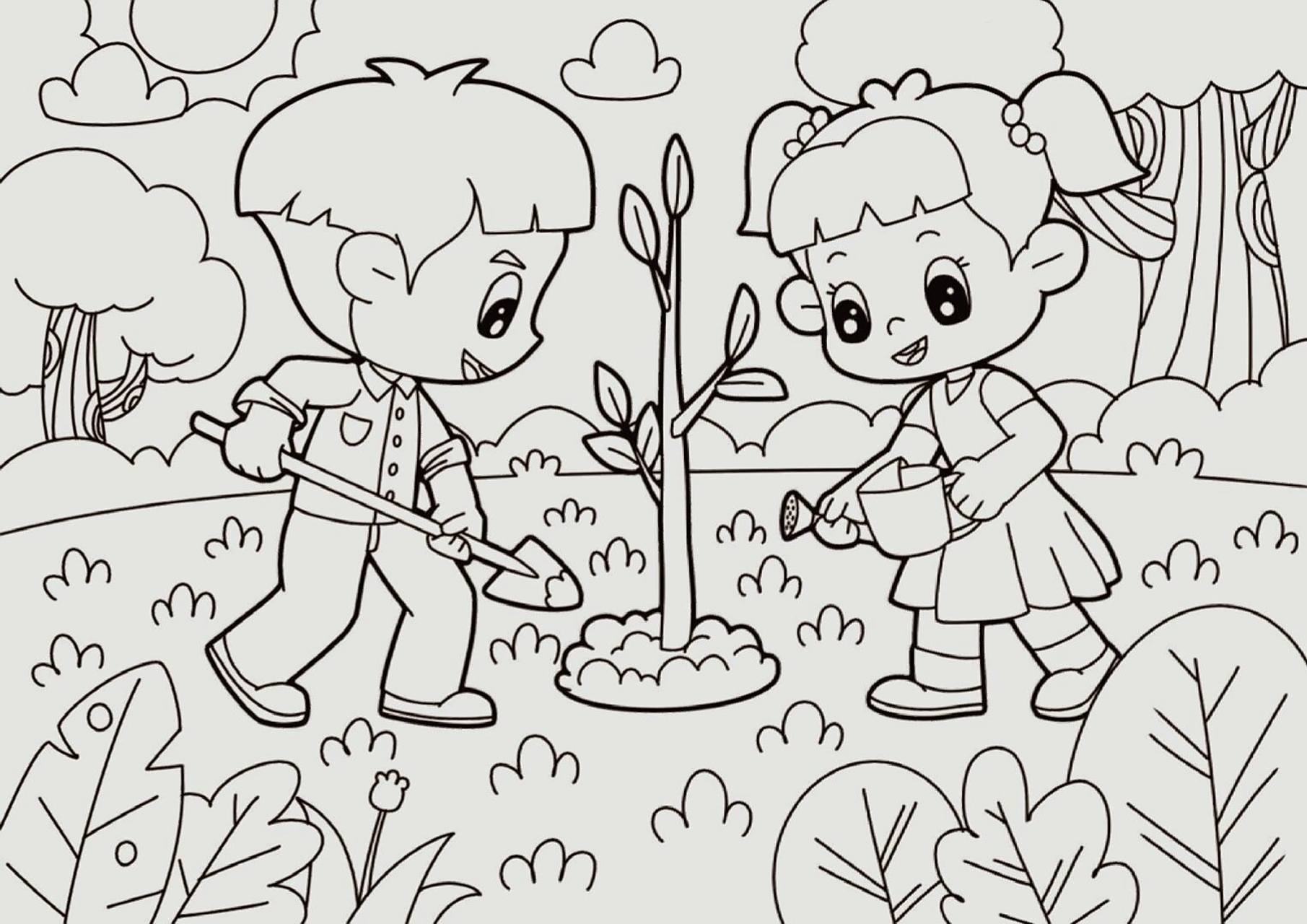 儿童主题画——植树