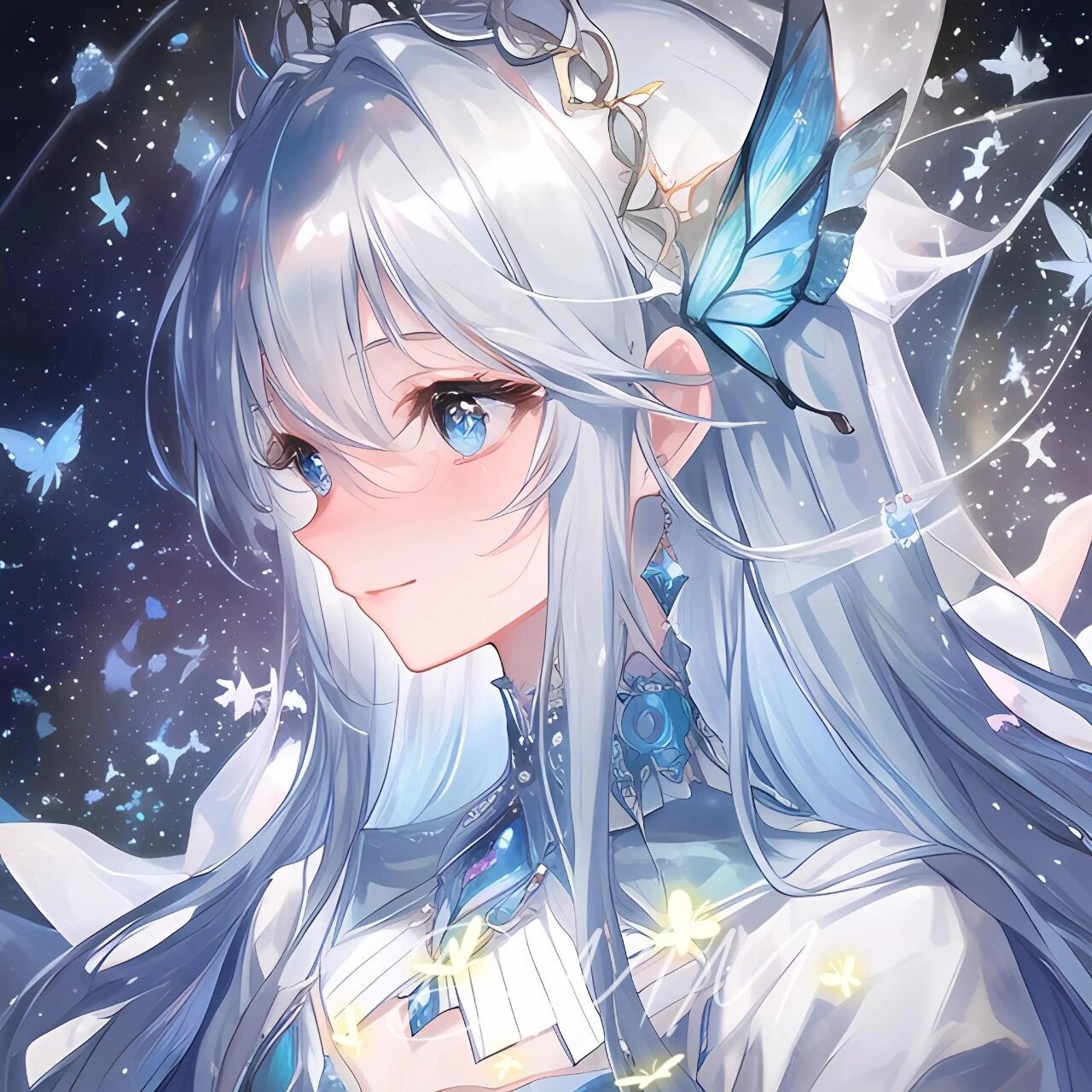 蓝色动漫女生头像 78梦幻有意境78颜值绝美      作者一只大毛毛