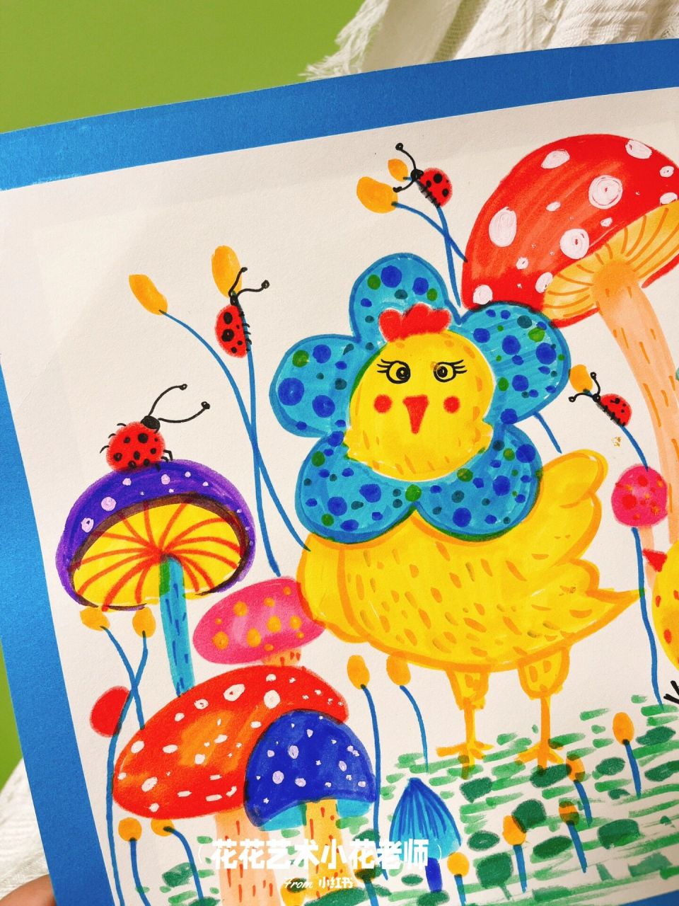 第41集 鸡妈妈与小鸡宝宝 儿童画 鸡妈妈带着小鸡在蘑菇林散步