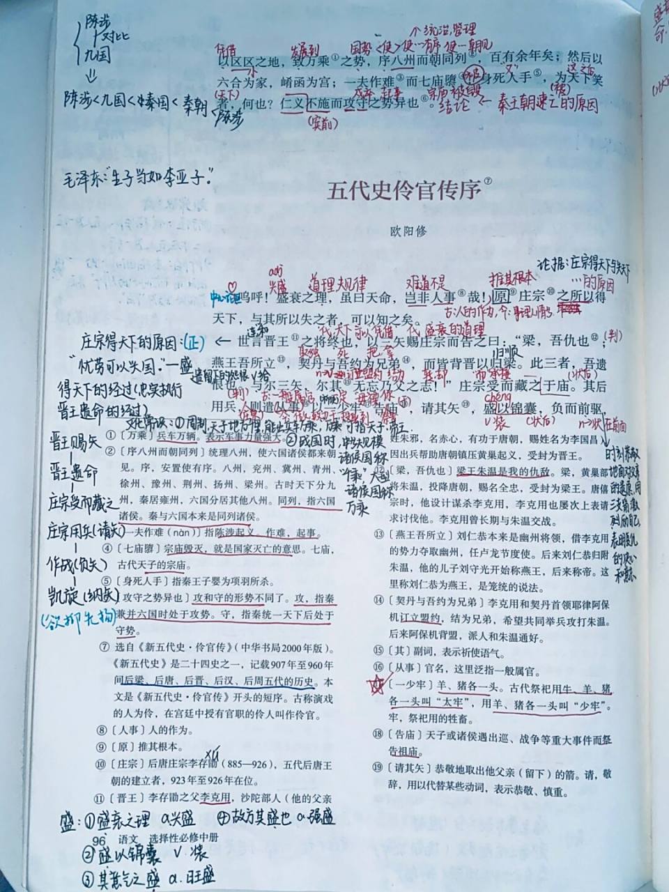 高二选择性必修中《五代史伶官传序》课堂笔记 今天还会更一个《荷花