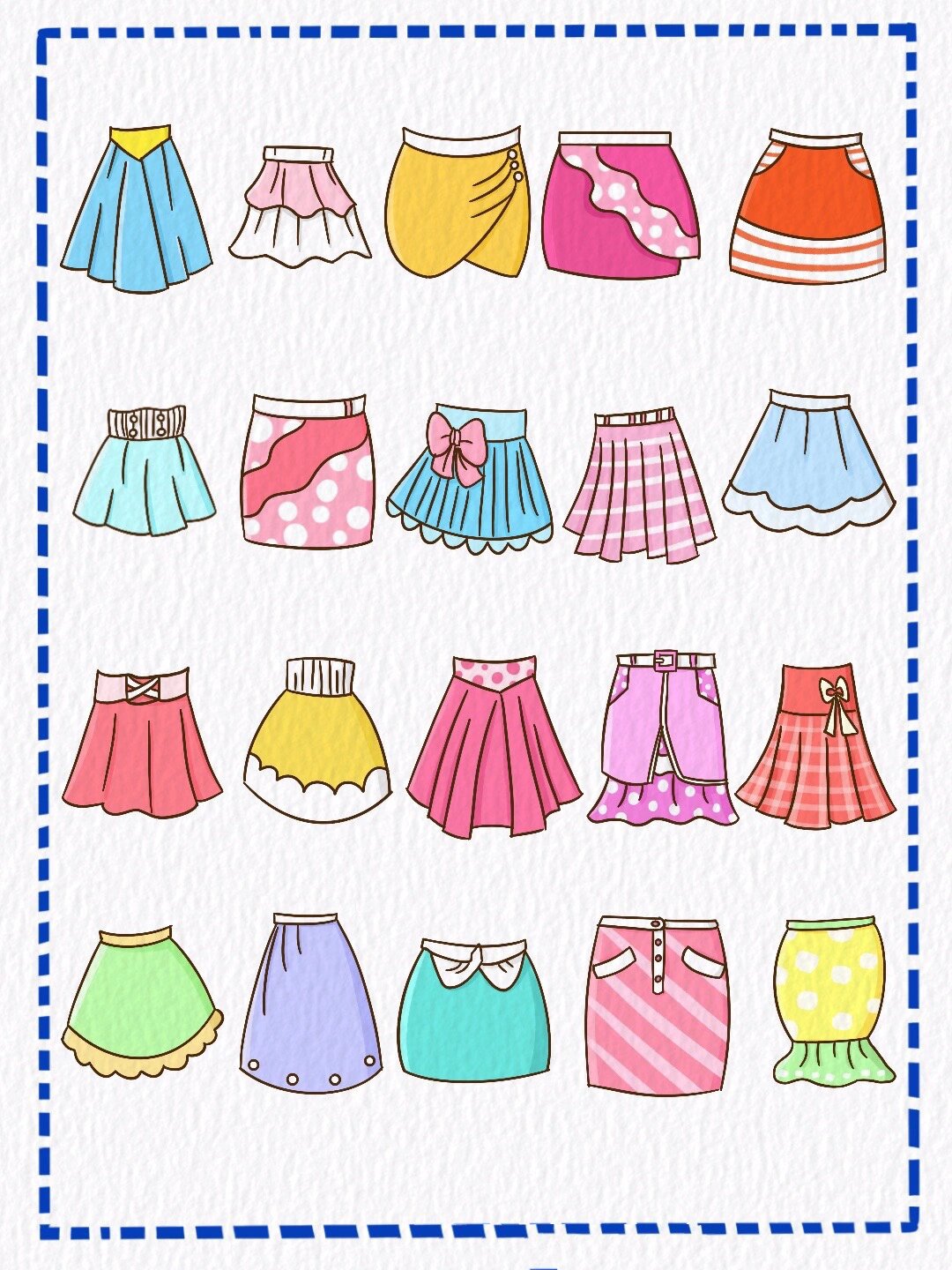 懒人学插画33|01可爱半身裙简笔画素材分享