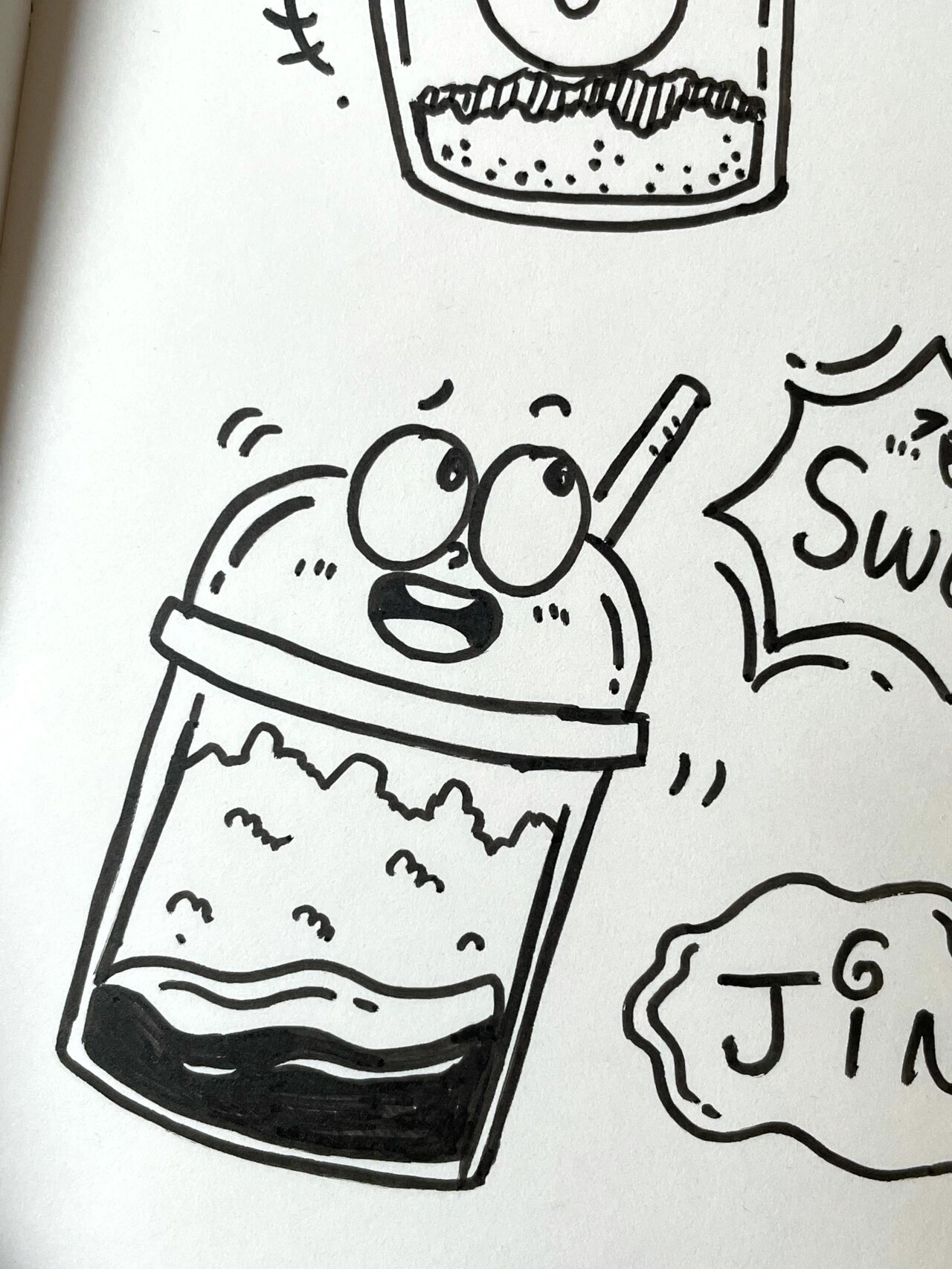 108简笔画|美味小奶茶07小表情手帐素材