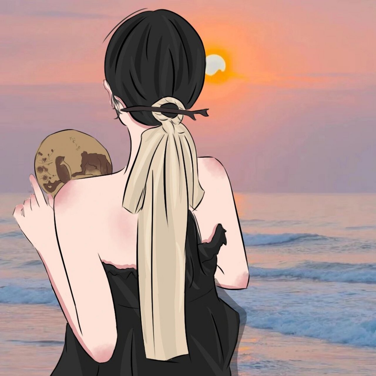 古风背影女生头像 这是我画的第一张画,还希望大家多多关照吖