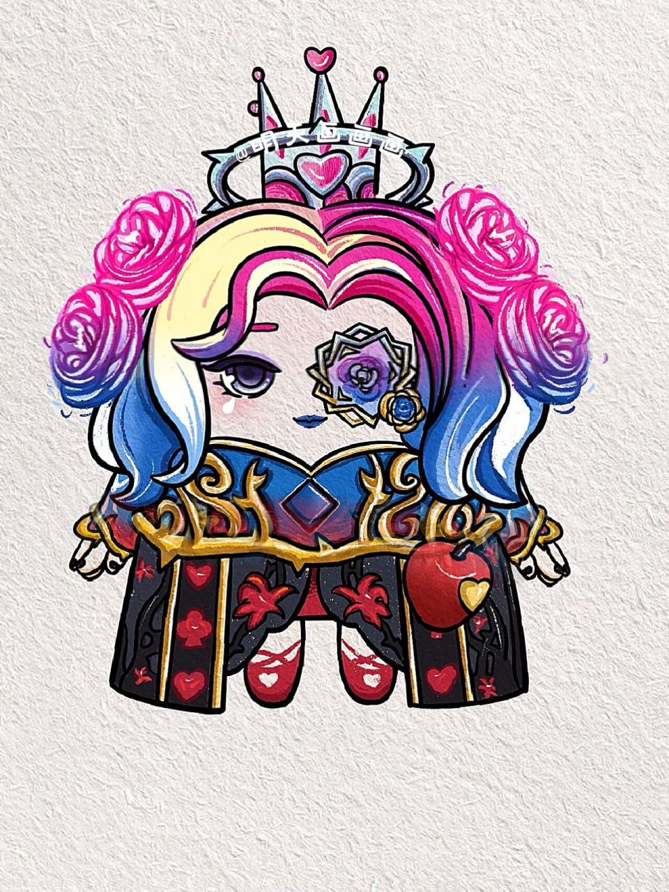 简单的蛋仔简笔画教程来啦～ 谁能拒绝美丽迷人的皇后啊!