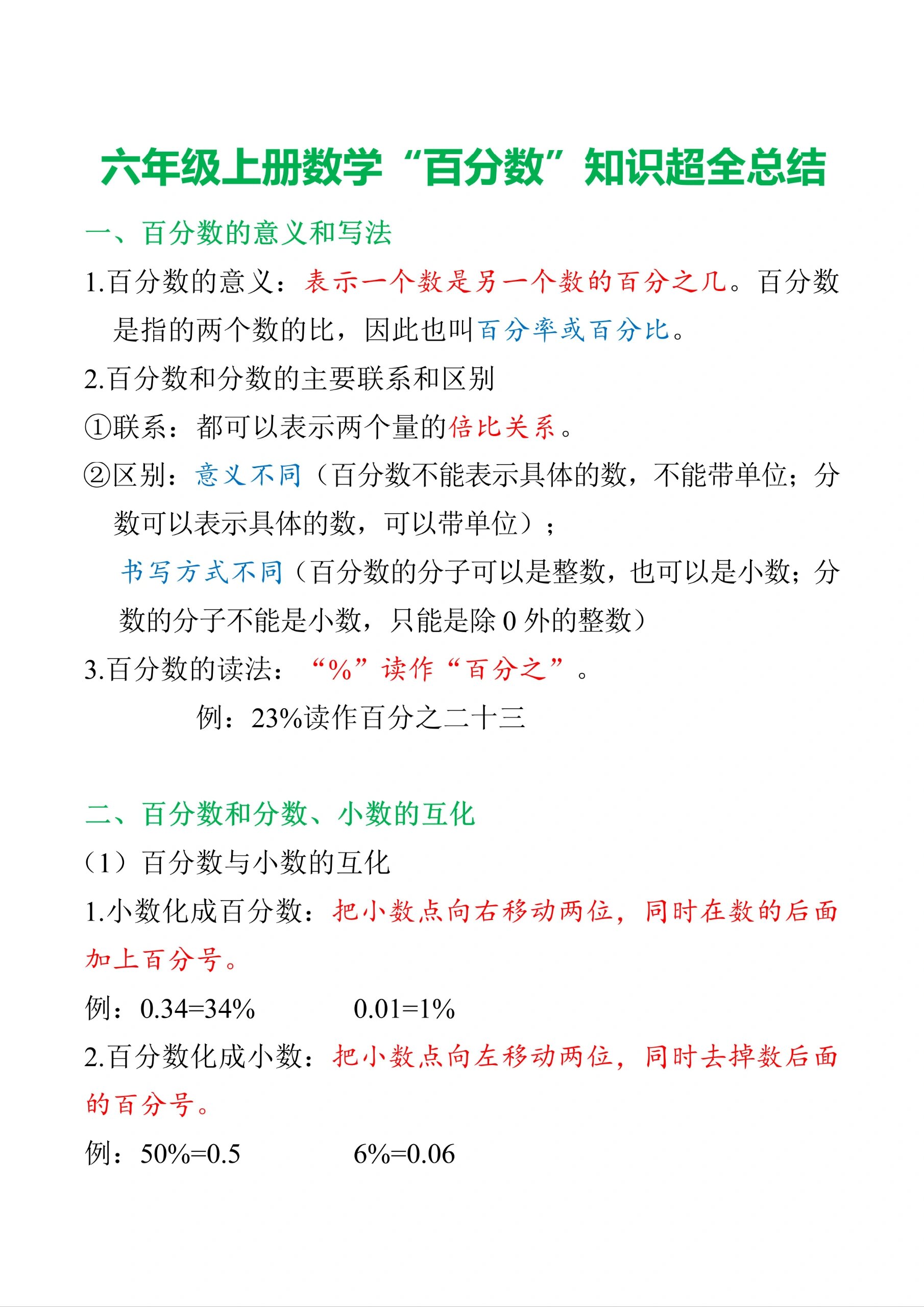 六年级上册数学【百分数】知识点超全总结75