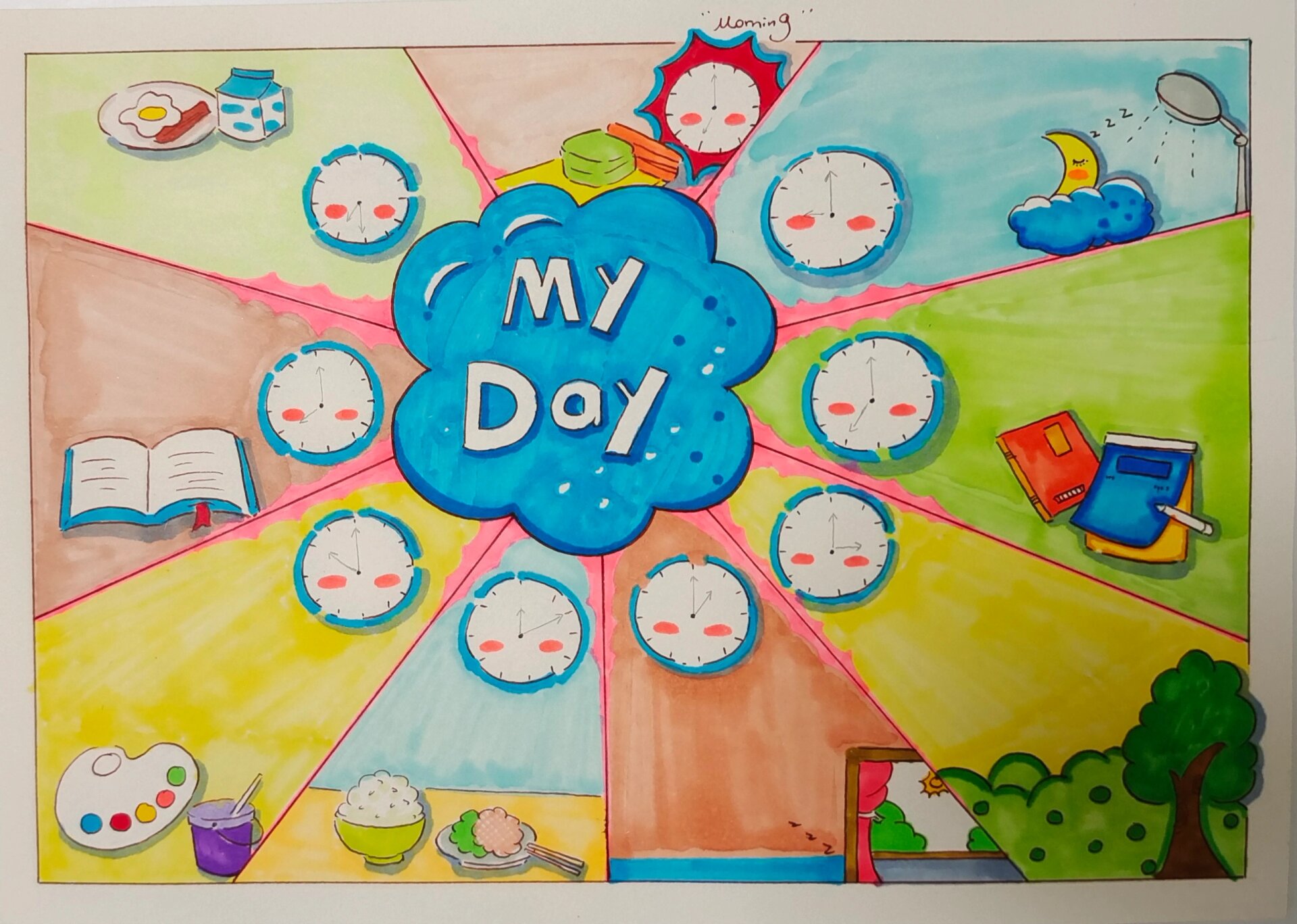 【手抄报no.32】英文报我的一天my day