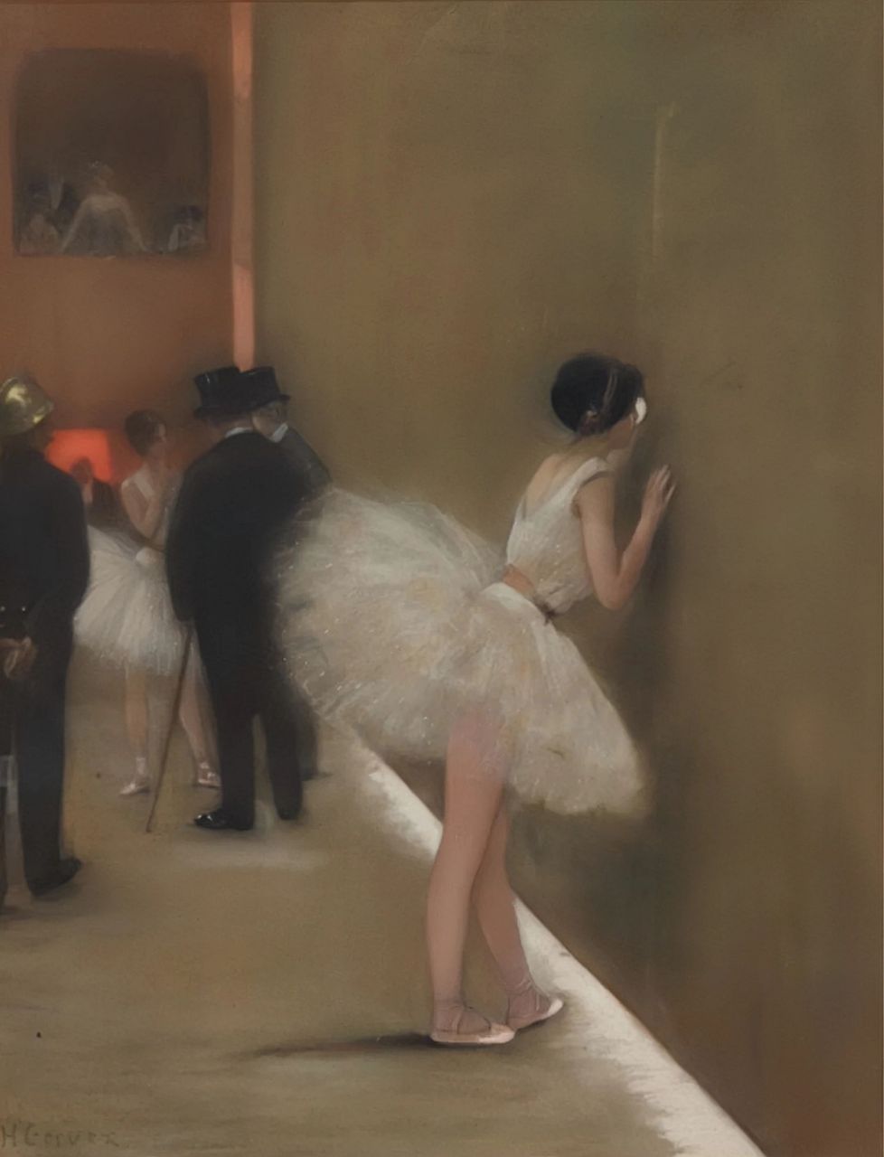 每天认识一幅世界名画—第77幅 名称:幕布后的芭蕾舞者 作者:亨利