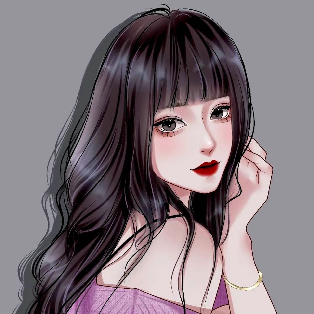 暗黑系风格丨手绘女生头像 喜欢月亮 但是不想去追月亮 只想留在人间