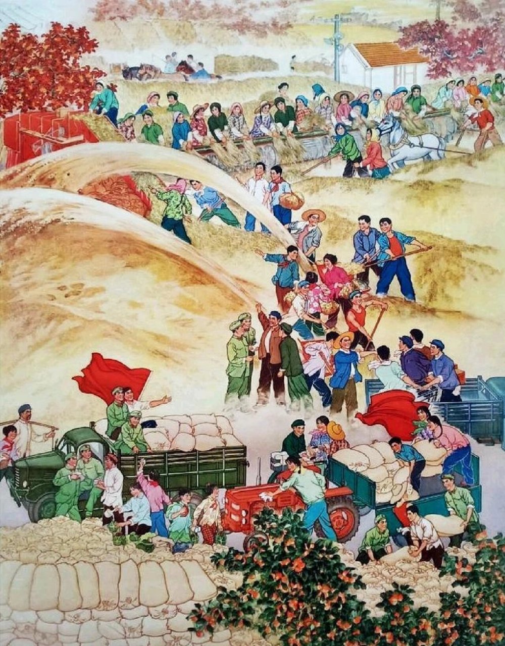 70年代年画|军民一家喜庆丰收