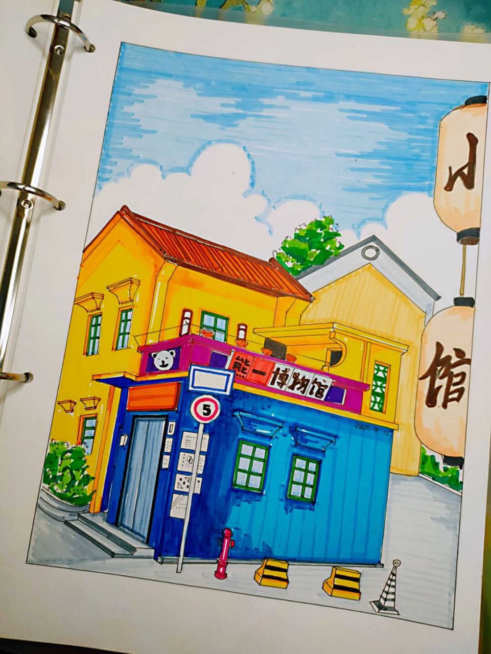 马克笔风景画(江门启明星)上色 #马克笔画# #风景画# #马克笔风景画