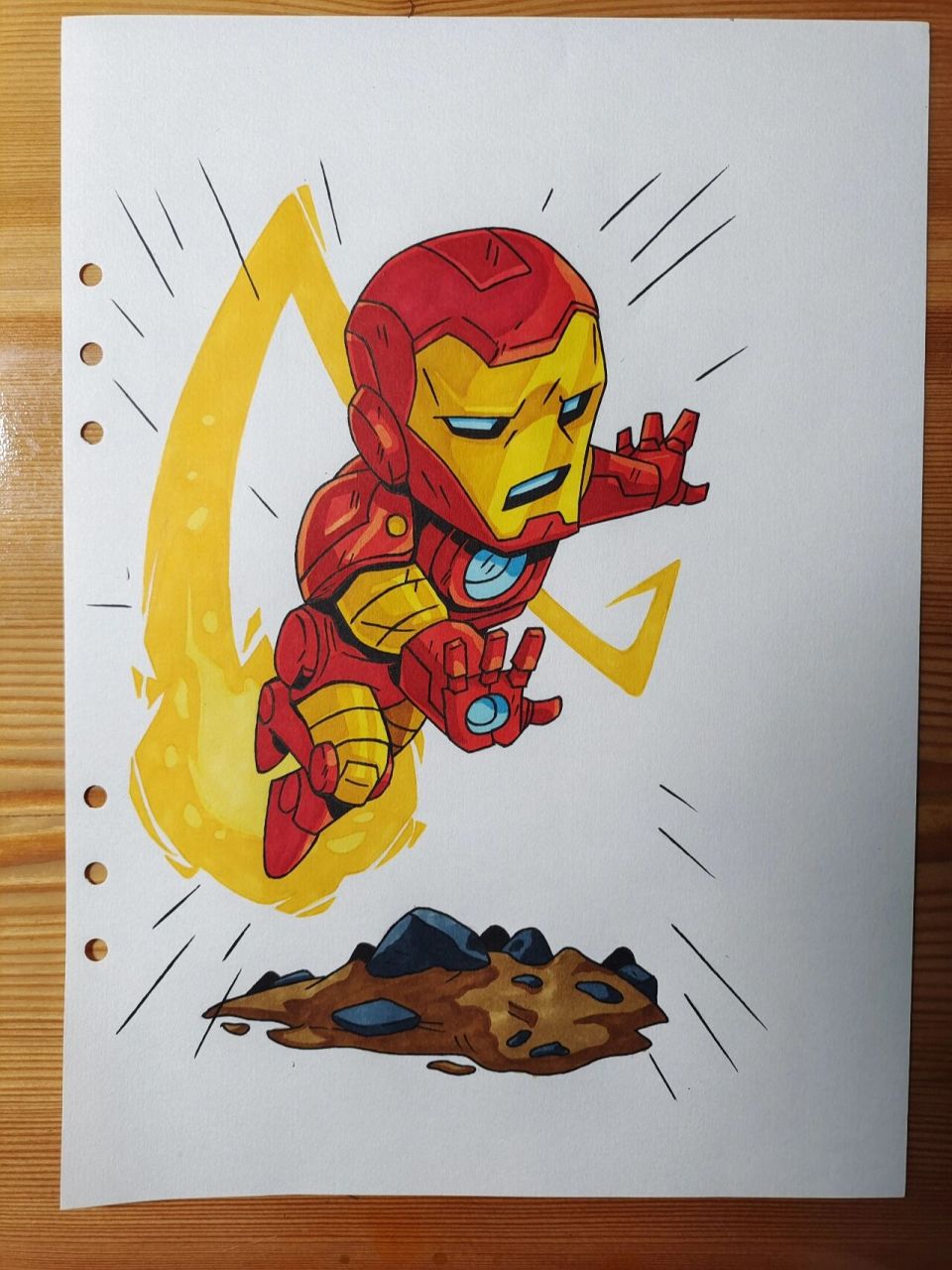 漫威系列钢铁侠(附原图)   钢铁侠手绘,临摹插画师derek laufman,最后