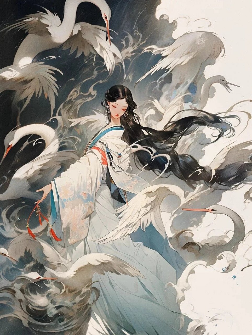 古风美女 | 白衣仙鹤