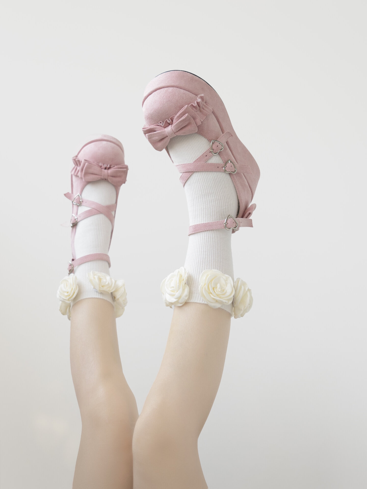 lolita鞋79粉色绒面的厚底鞋也太可爱了吧