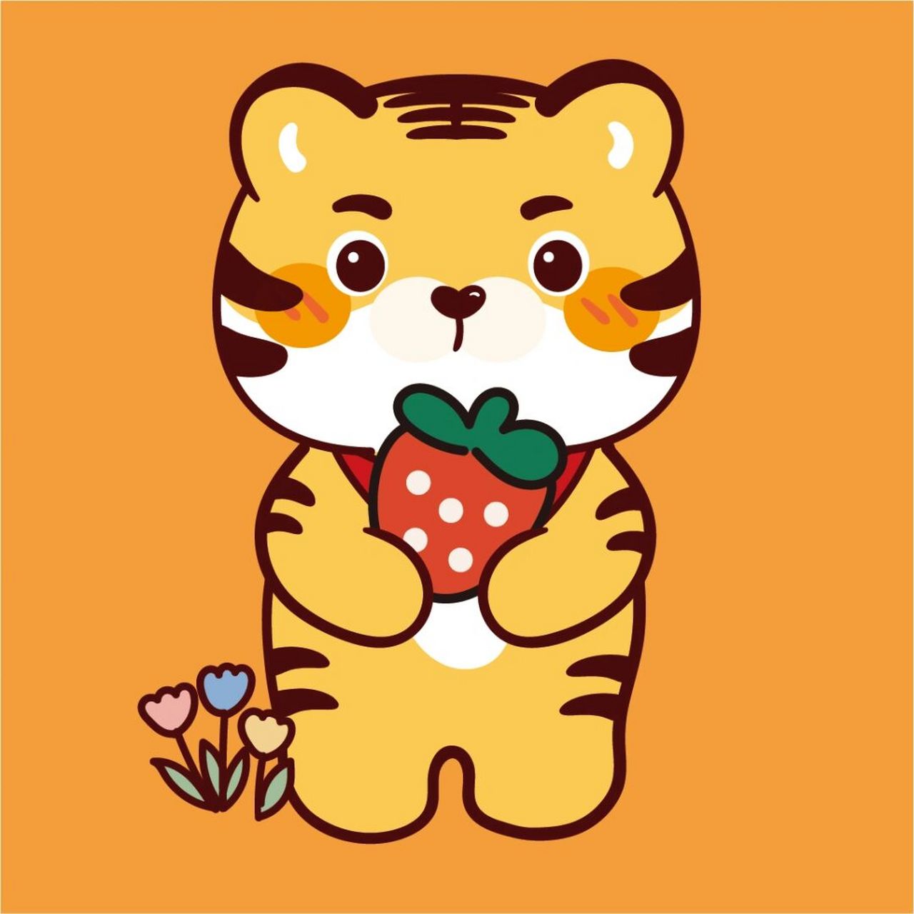 一家五口小老虎卡通可爱三孩 虎小宝——微信表情包可下载 可复制转发