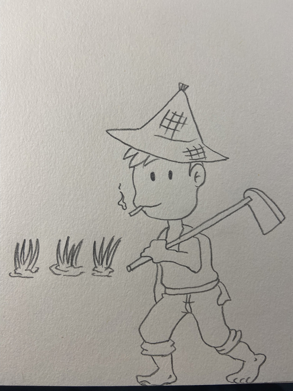 农民 简笔画 手绘 铅笔画