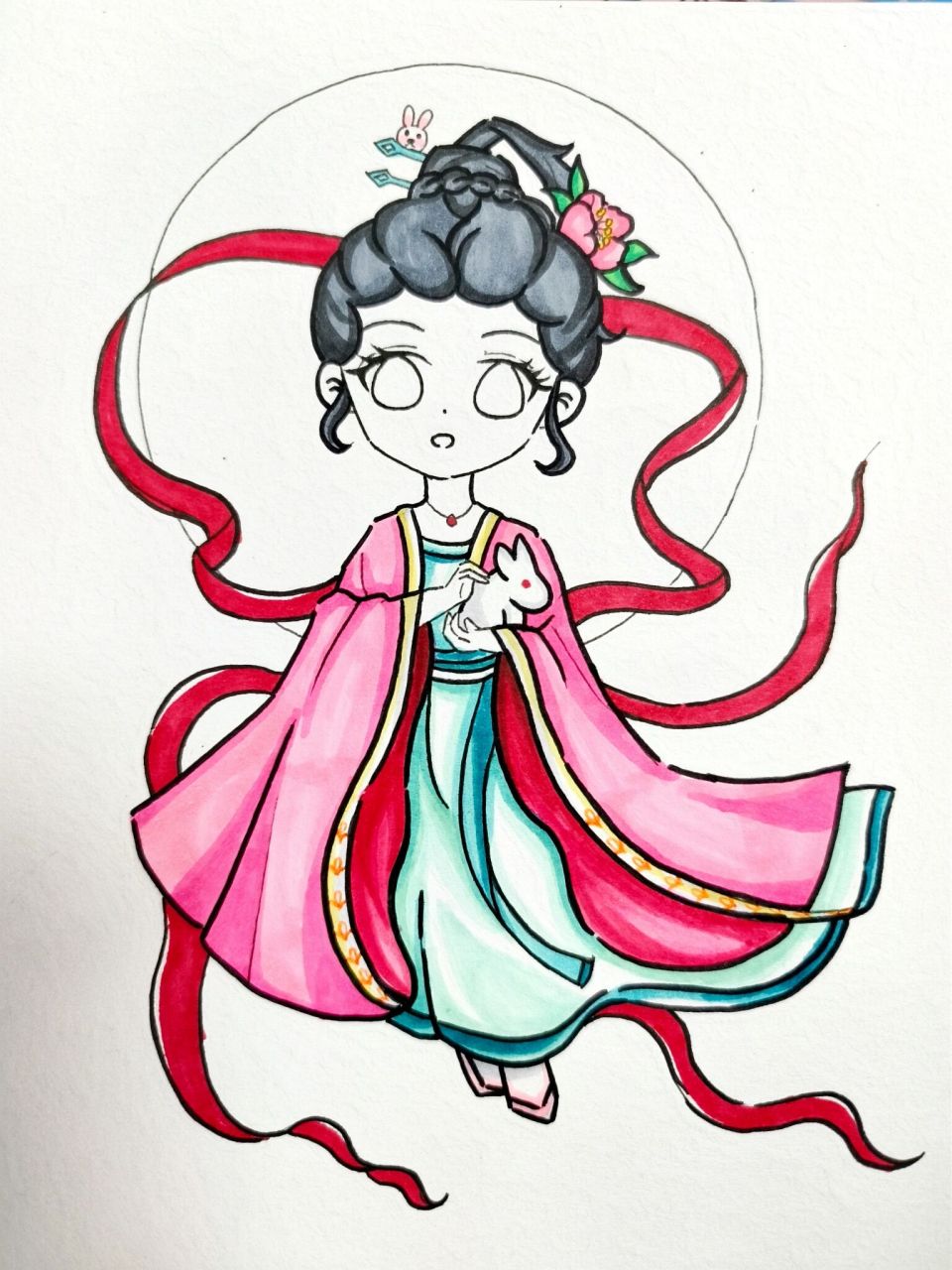 动漫嫦娥绘画过程图        中秋节快到咯,嫦娥动漫提前收藏起来