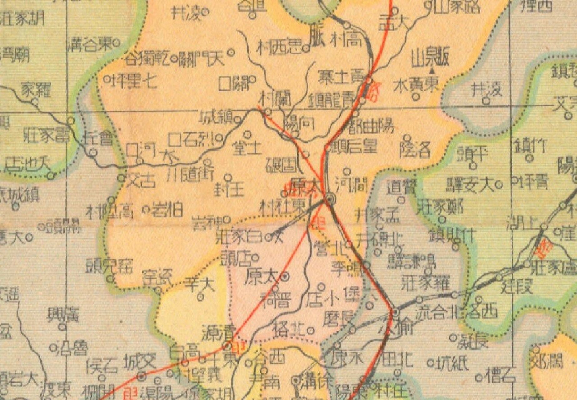 非常细致一张民国山西老地图.