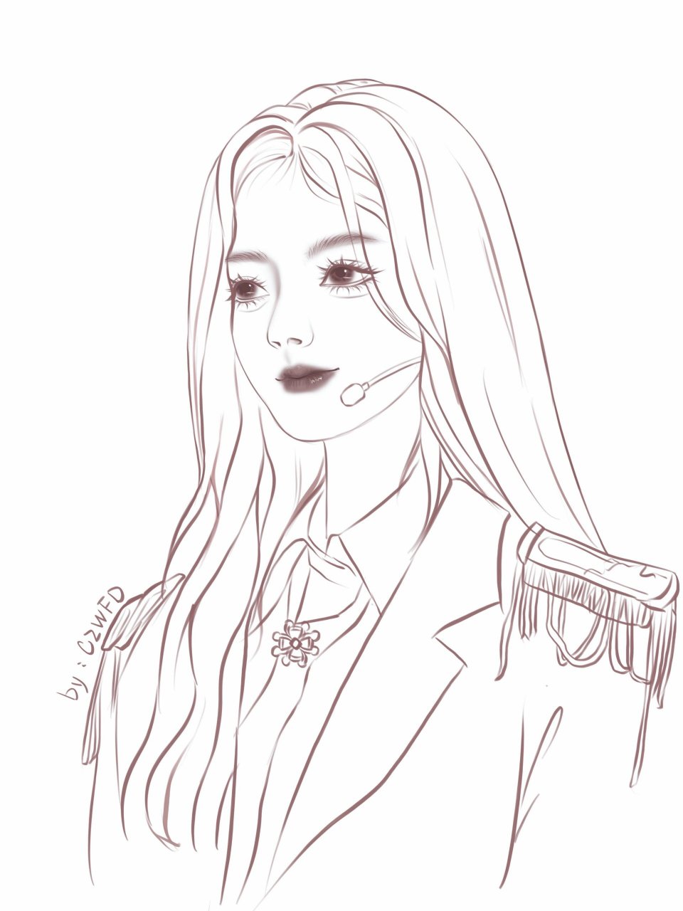 96鞠婧祎 一张线稿,画的小鞠,鞠婧祎