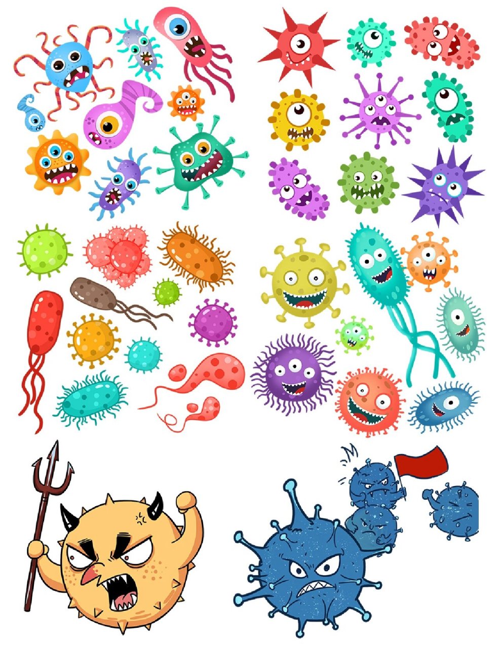 绘画素材‖病毒细菌卡通手绘合集 04040404 难得出一次门