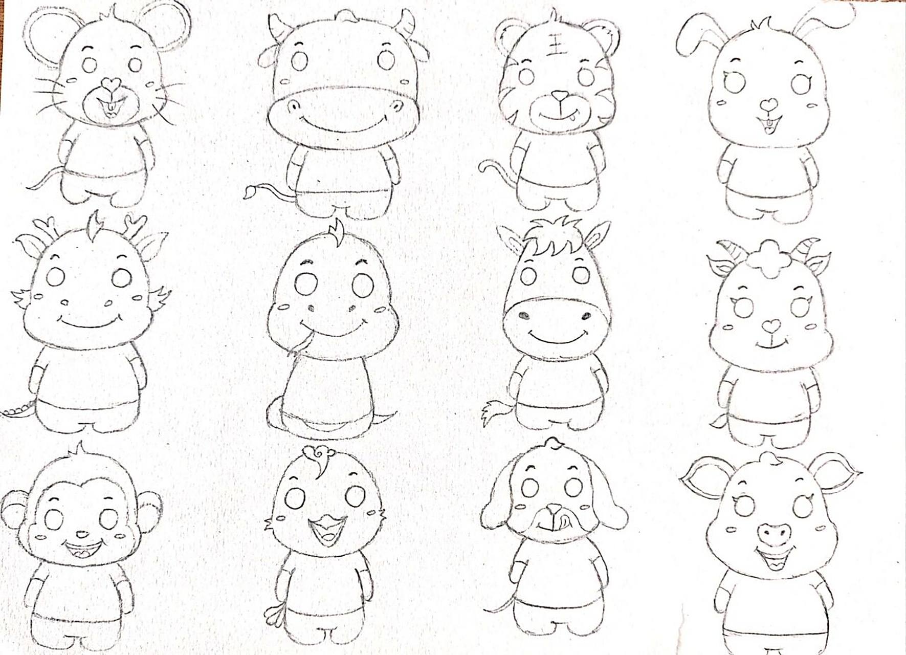 十二生肖简笔画 十二生肖简笔画