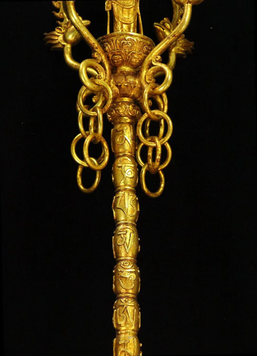 旧藏铜鎏金纯手工打造观音禅杖 长187厘米