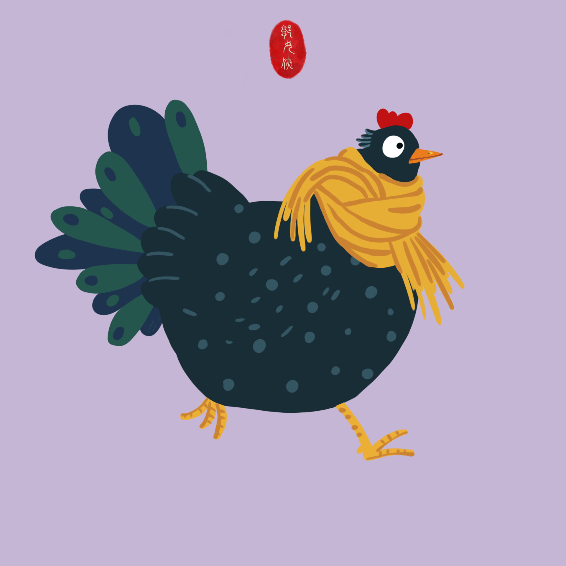 【手绘100只动物】15/100母鸡插画