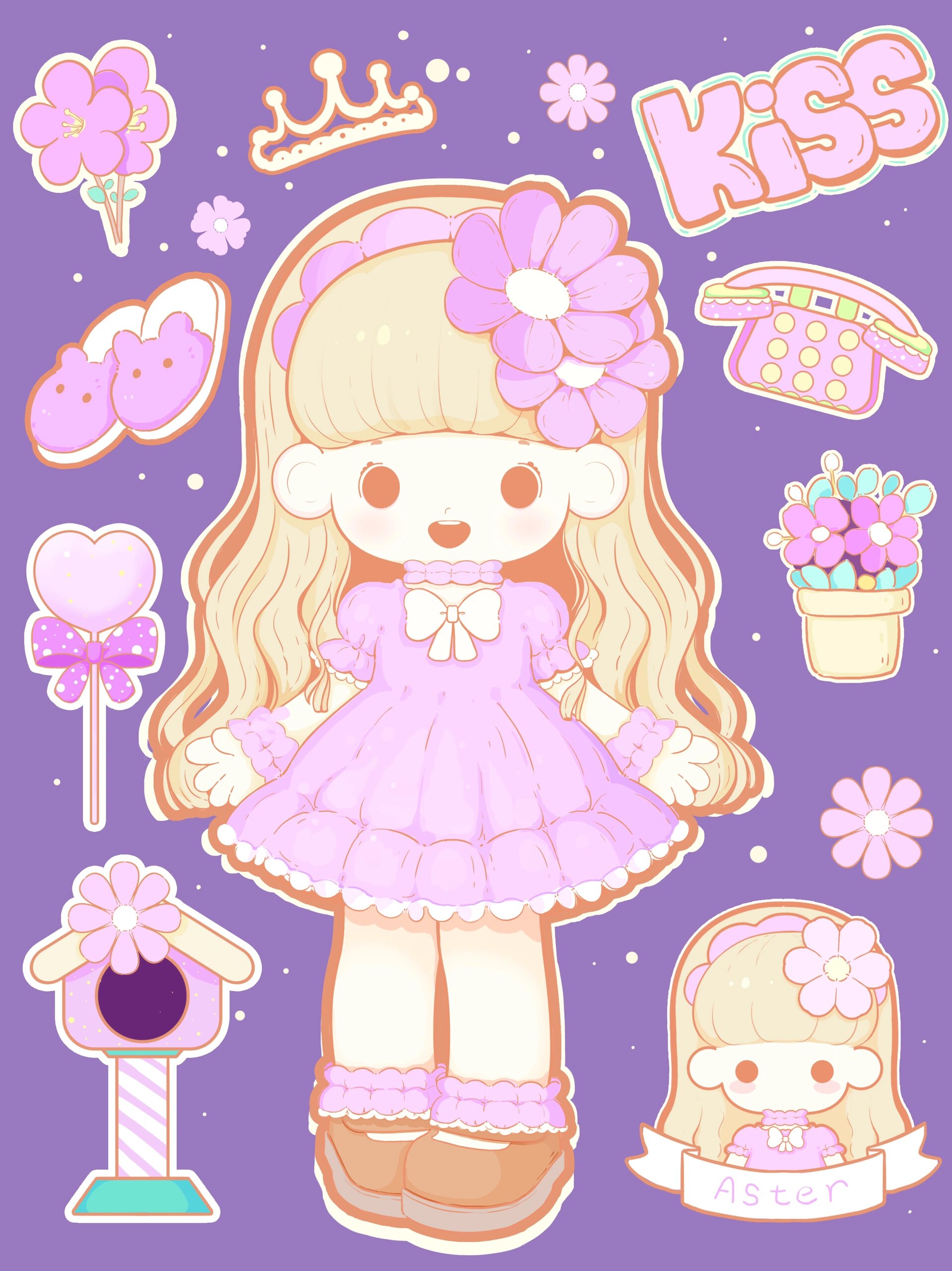 花花姑娘手帐贴纸素材