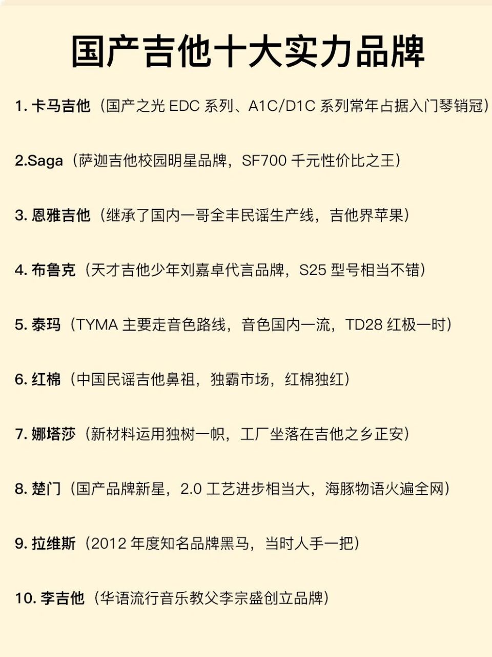 国产吉他十大实力品牌